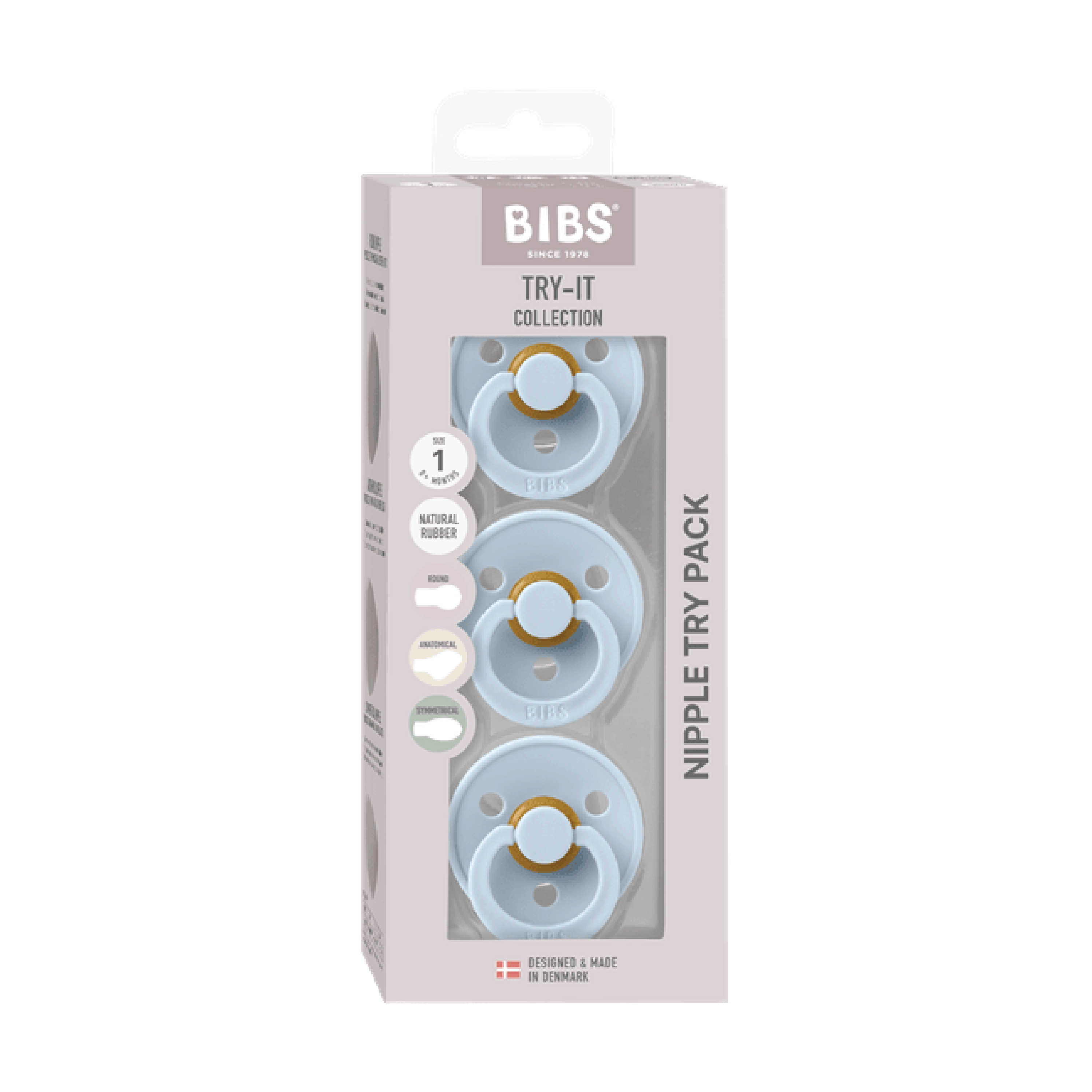 BIBS Try-it Colour Smokker Str. 1, 0-6 mnd, baby blue, 3 stk.