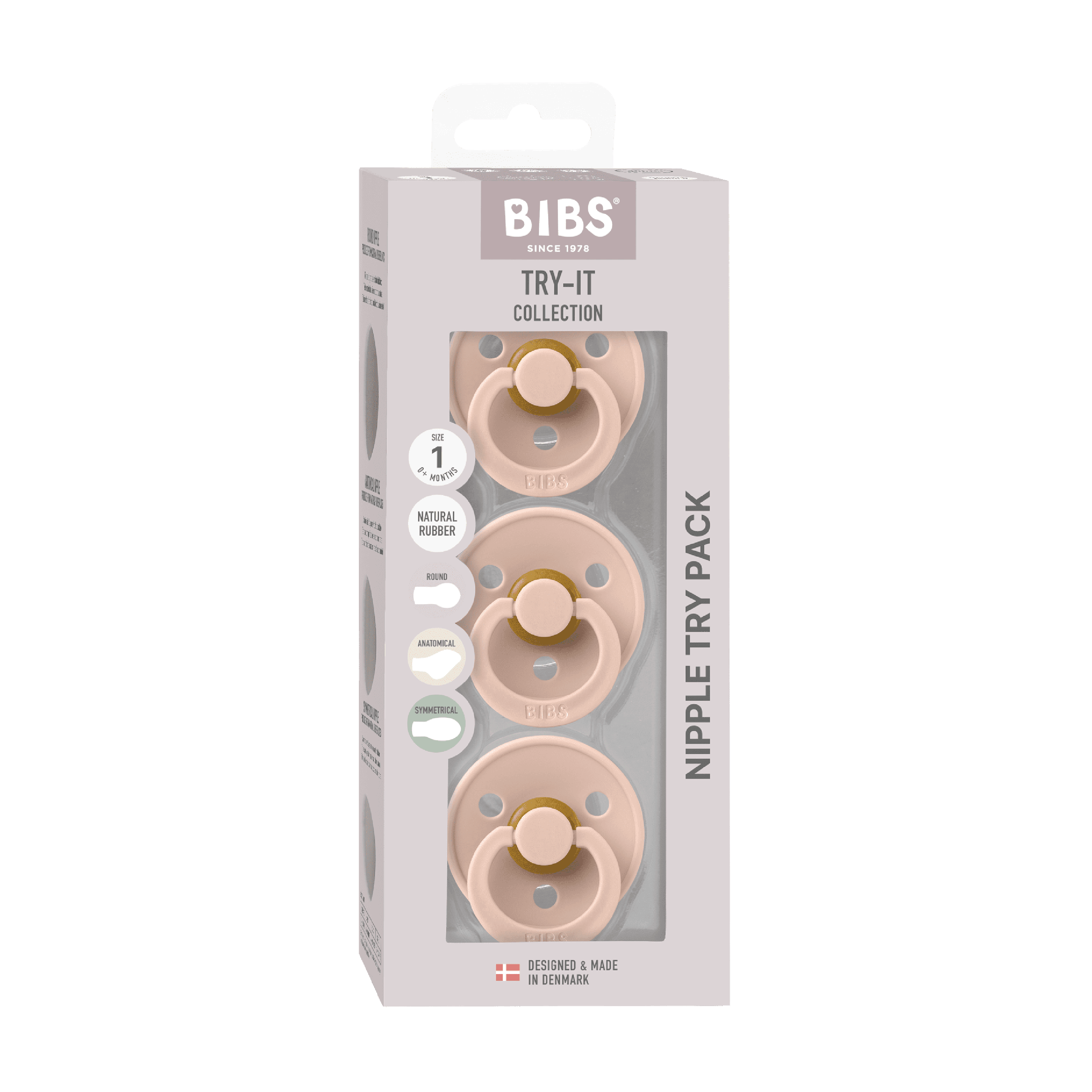 BIBS Try-it Colour Smokker Str. 1, 0-6 mnd, blush, 3 stk.