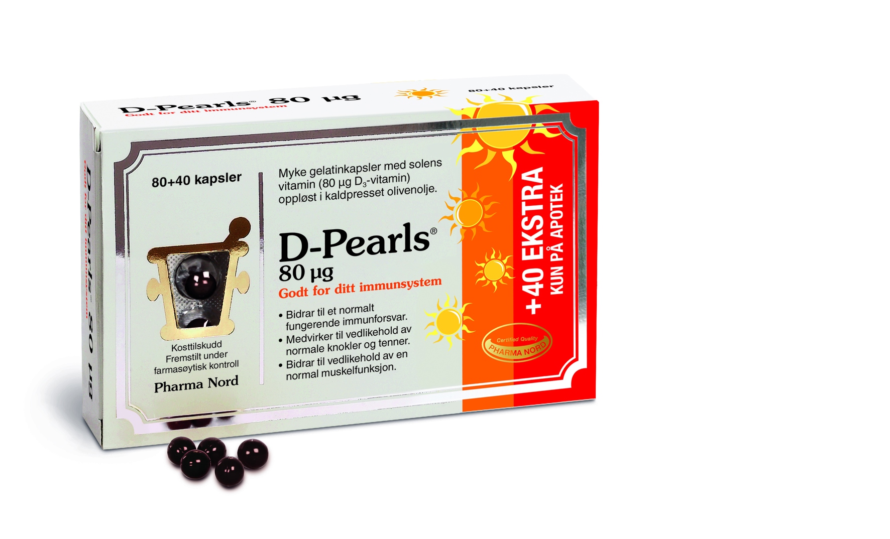 Pharma Nord Bio-D-Pearls 80 mcg, 120 stk.