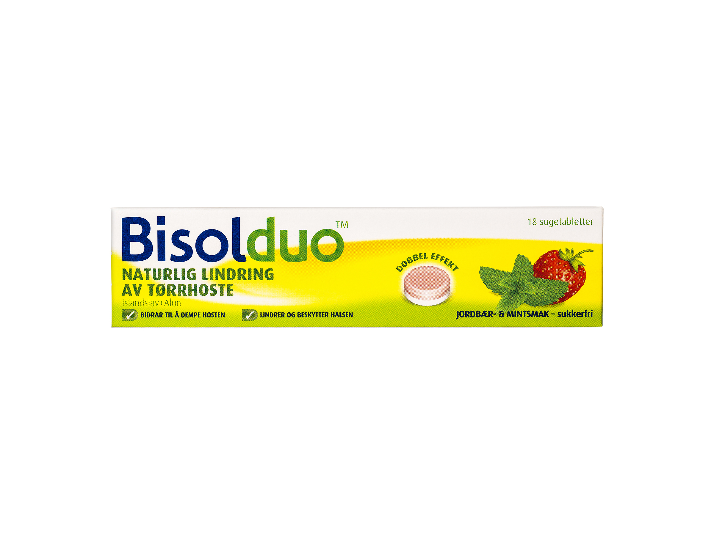 Bisolduo Sugetabletter jordbær/mint, Smak av jordbær/mint, 18 stk.