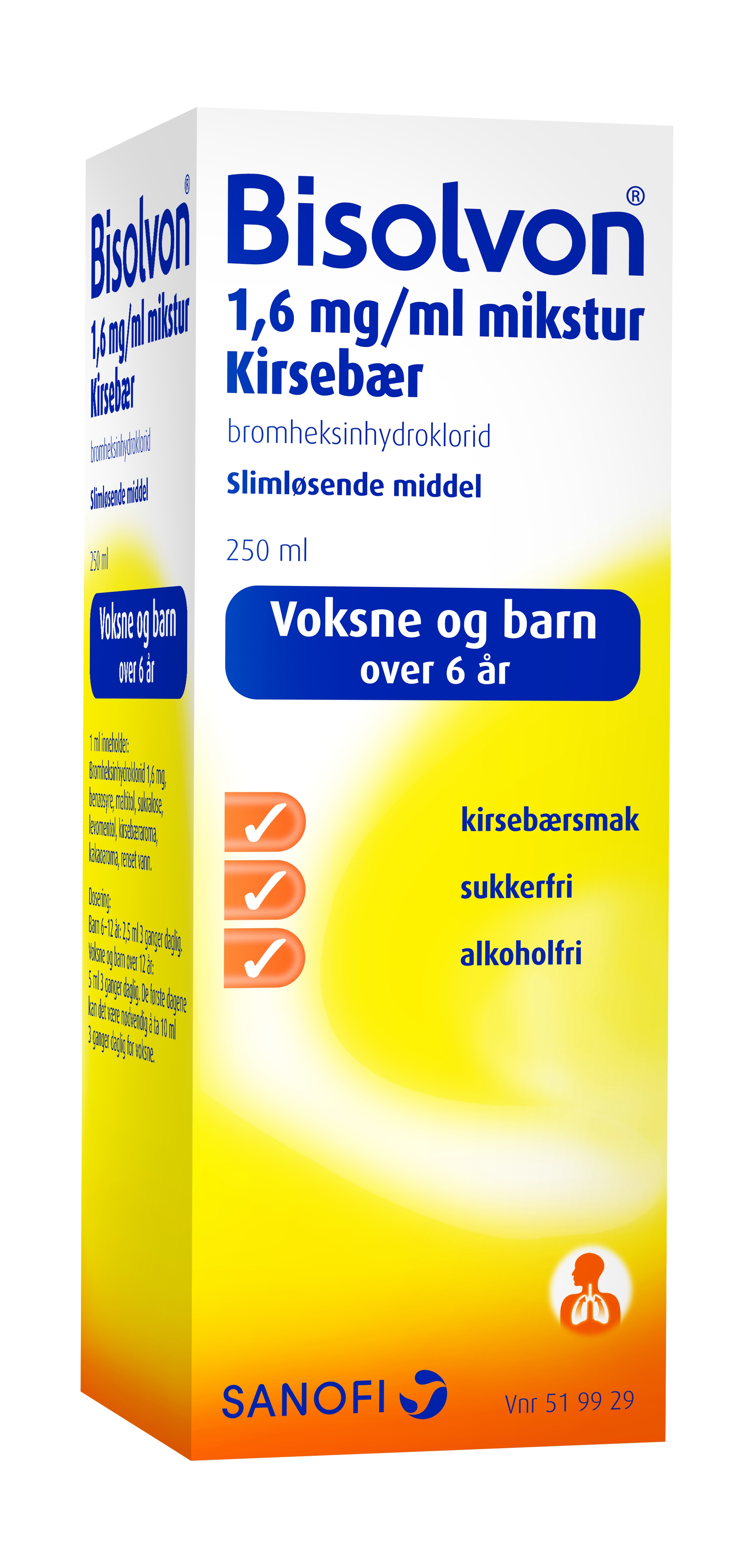 Bisolvon Mikstur 1,6mg/ml kirsebær, 250 ml