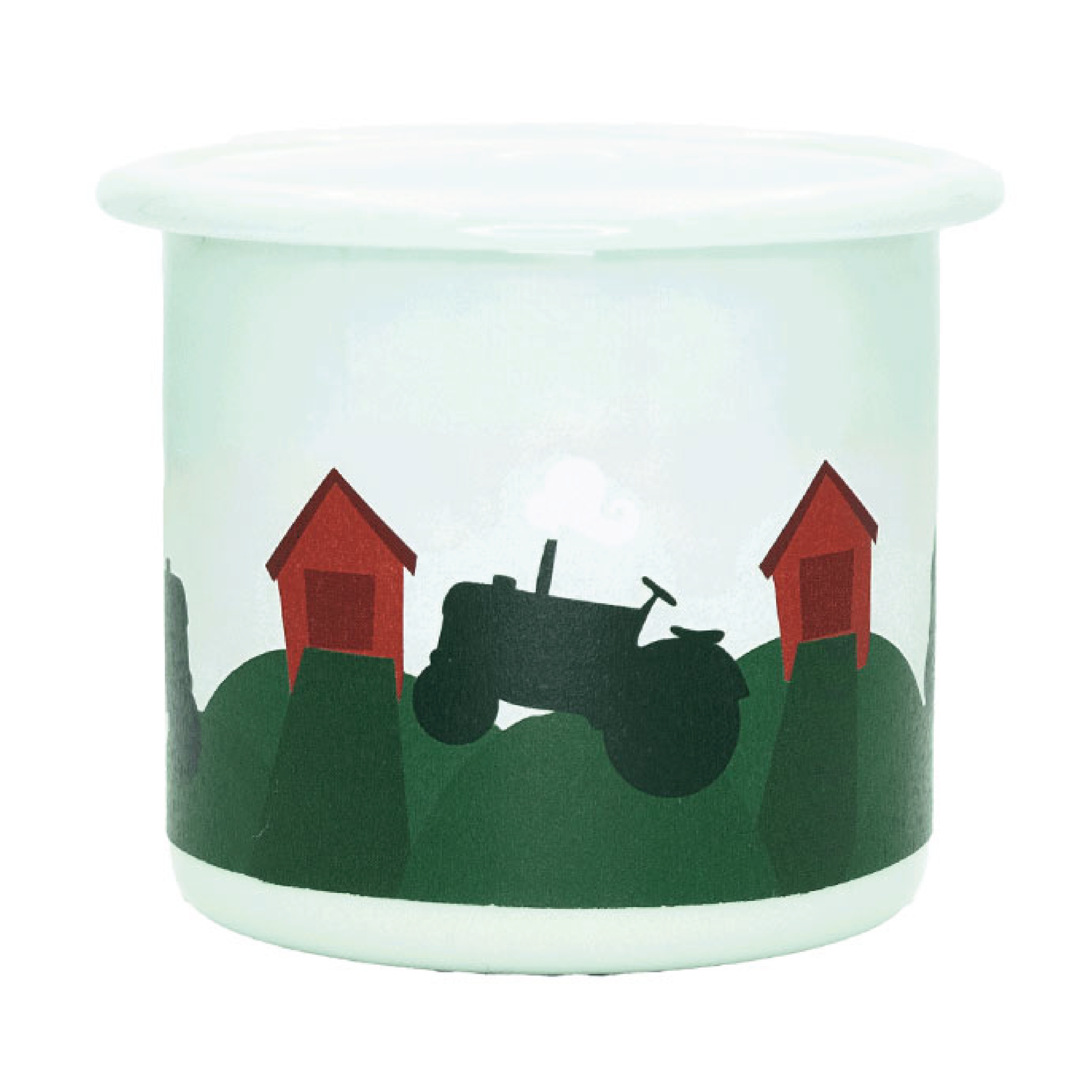 Blafre Emaljekopp Traktor og låve, 2,5 dl, 1 stk.