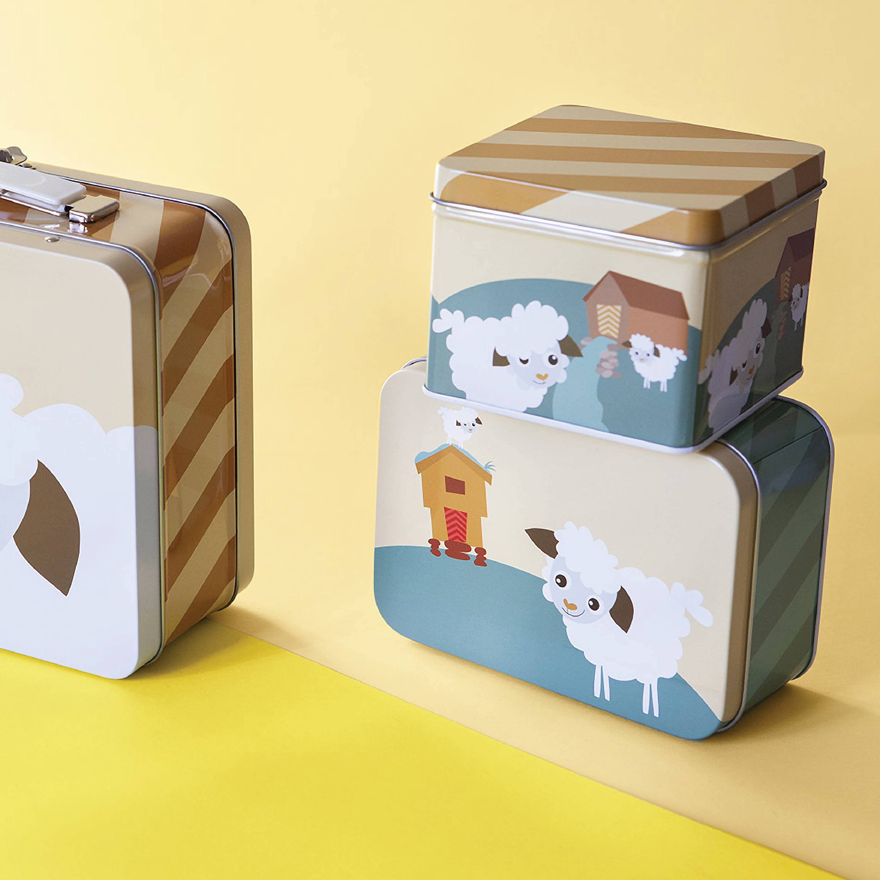 Blafre Matboks i metall, Lysegrønn/lyseblå, 1 stk.