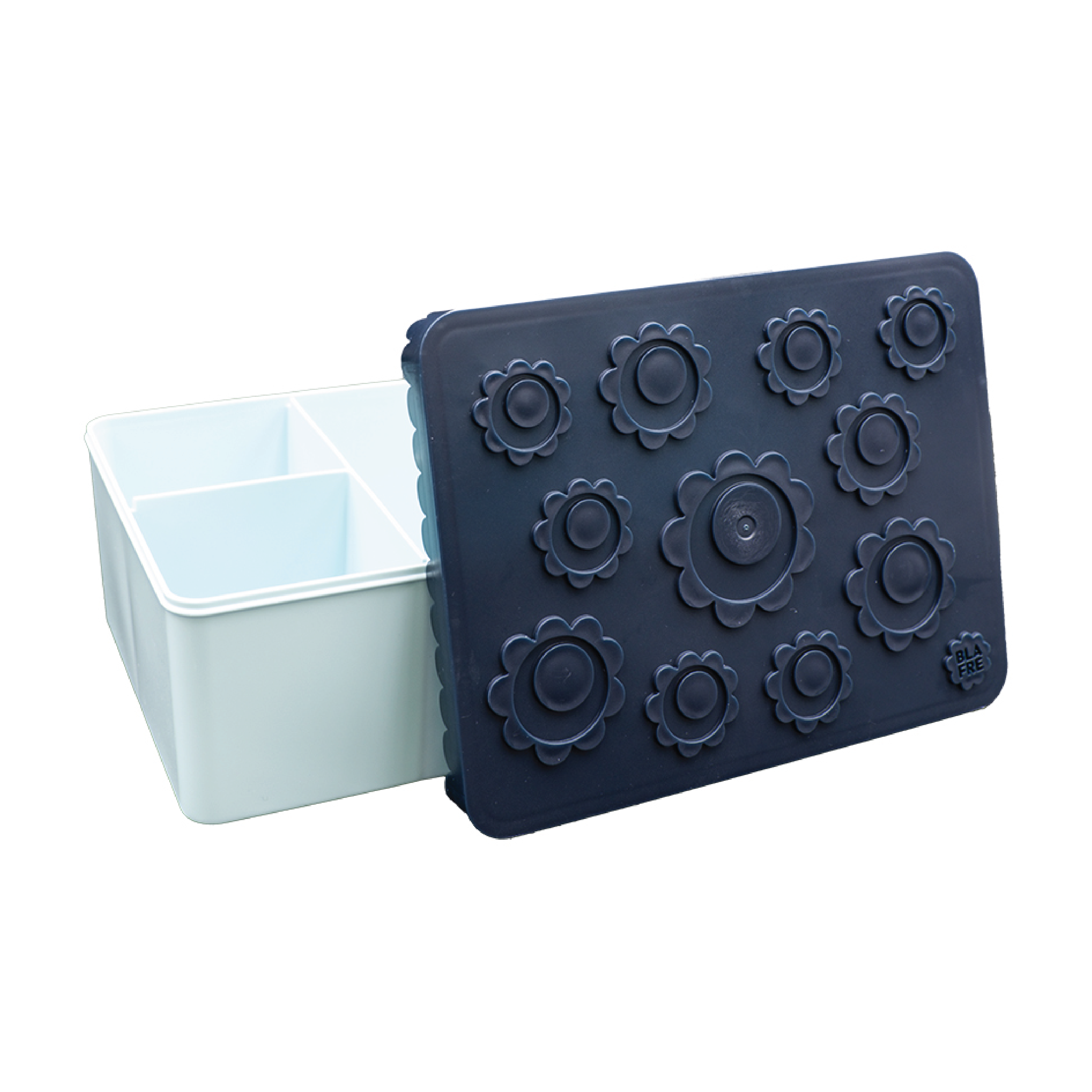 Blafre Matboks i plast treroms Blomst, Lys blå, 1 stk.