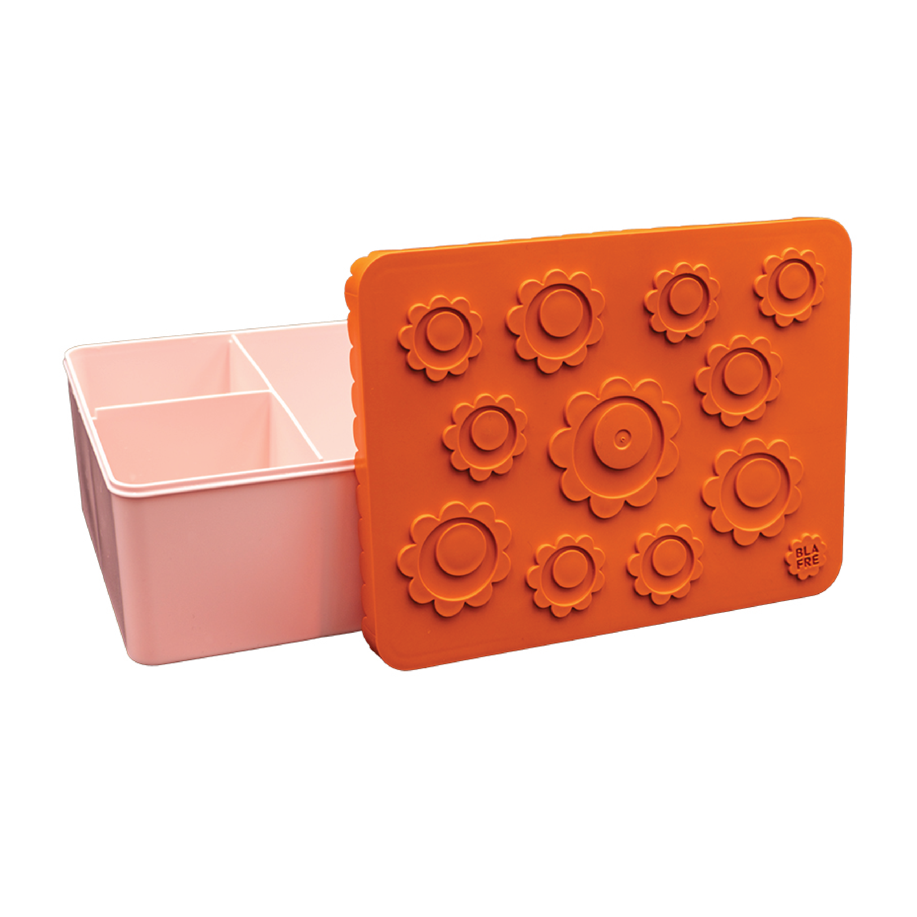 Blafre Matboks i plast treroms Blomst, Rosa/orange, 1 stk.