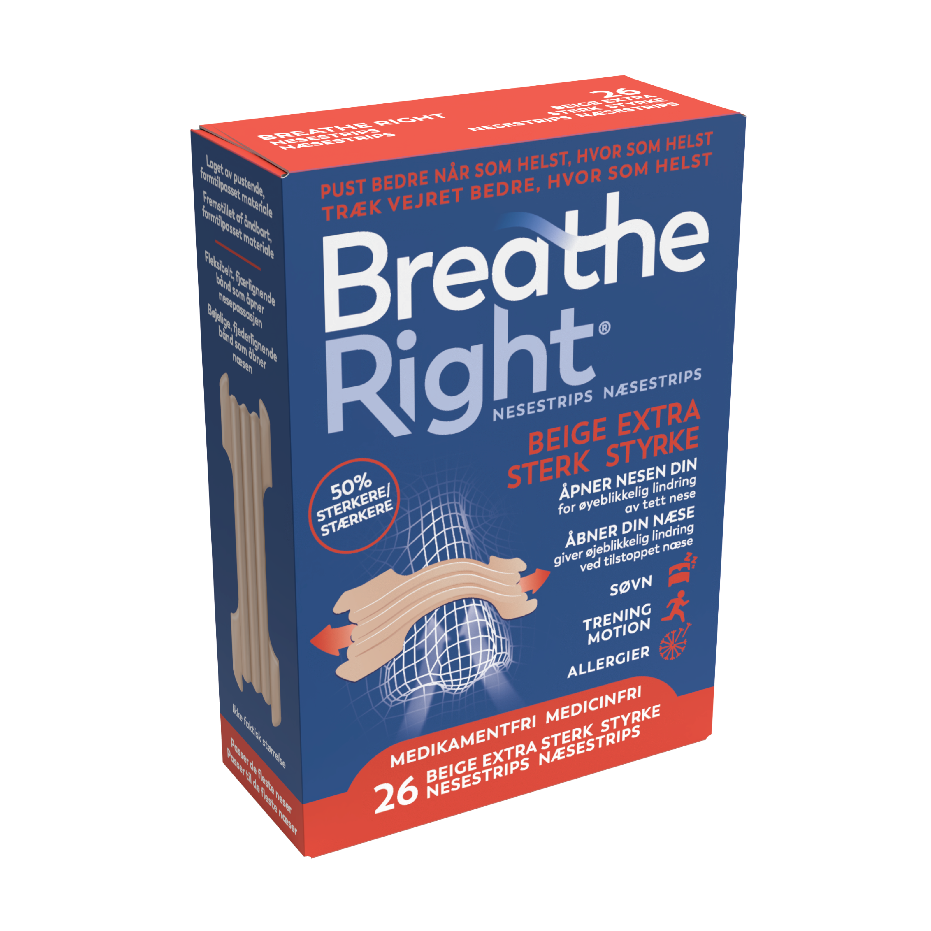 Breathe right Extra Strenght Nesestrips, 26 stk.