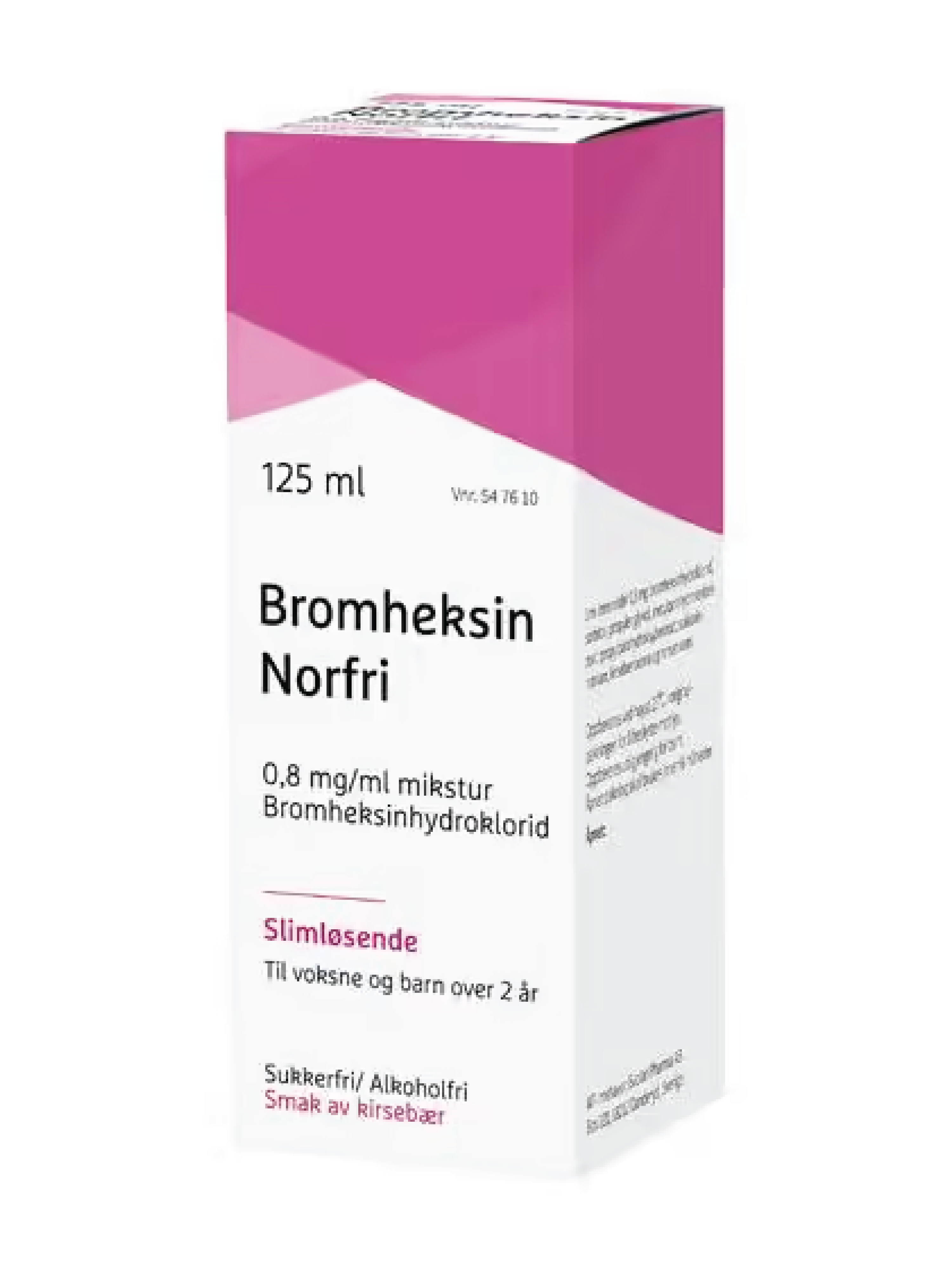 Bromheksin Norfri 0,8 mg/ml mikstur, Kirsebær, 125 ml