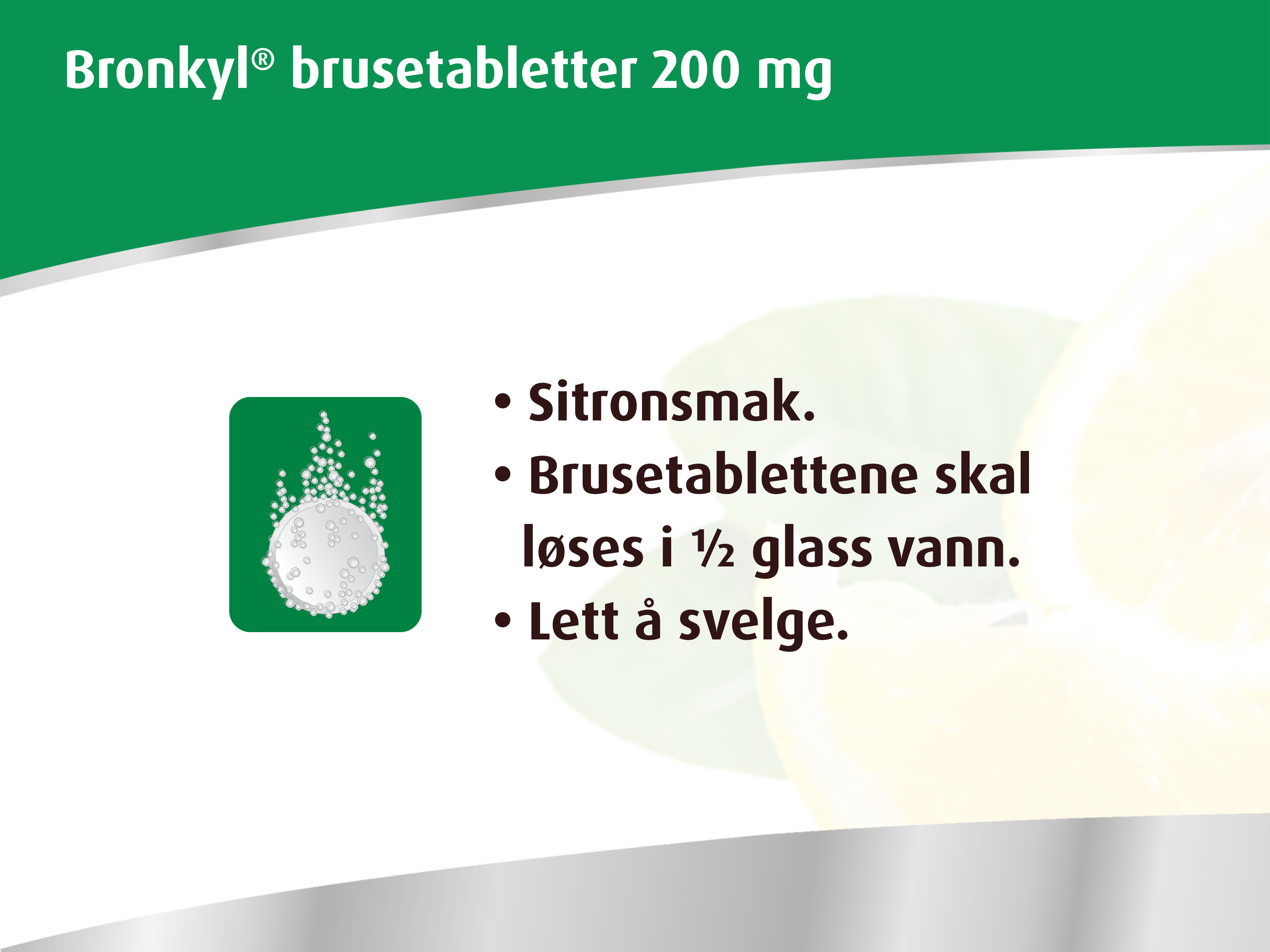 Bronkyl 200 mg brusetabletter, 25 stk.