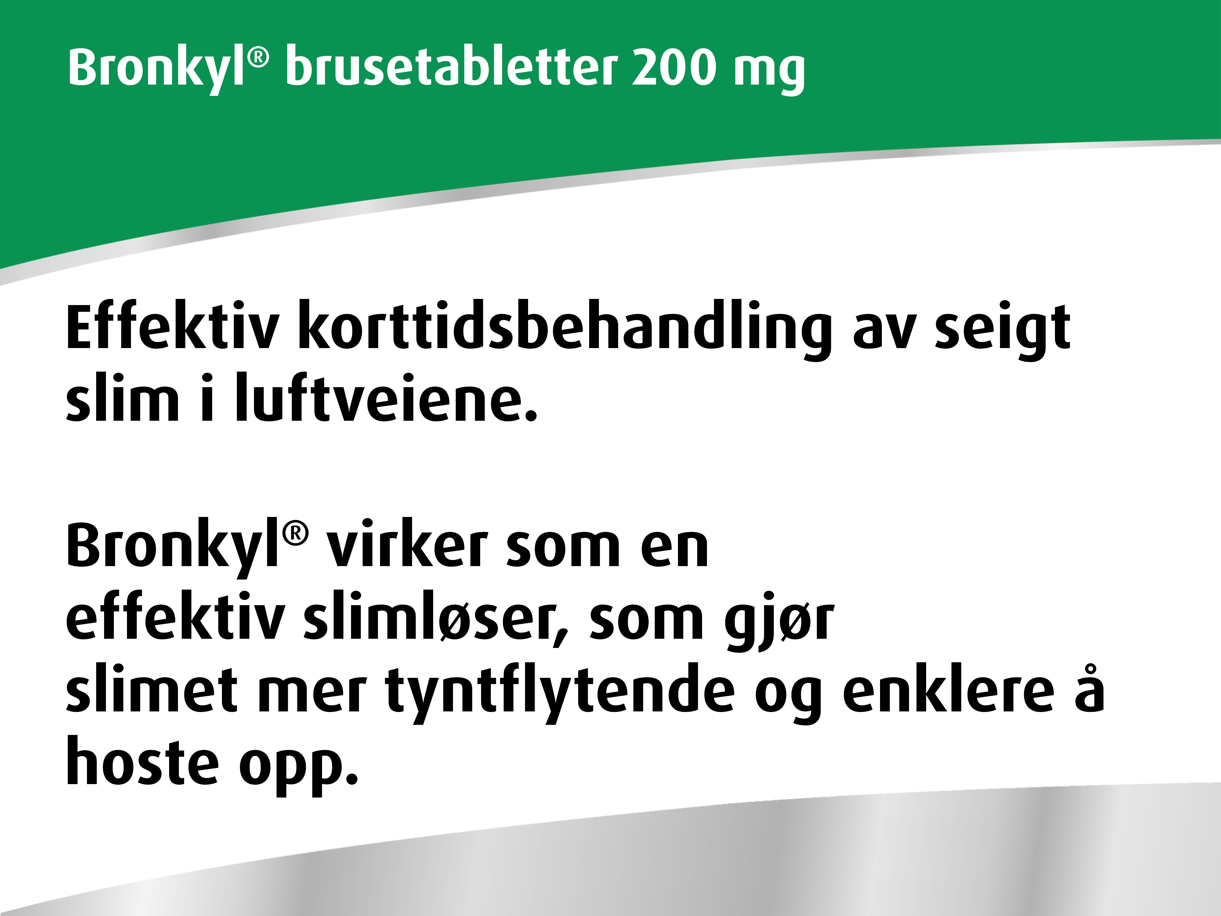 Bronkyl 200 mg brusetabletter, 25 stk.