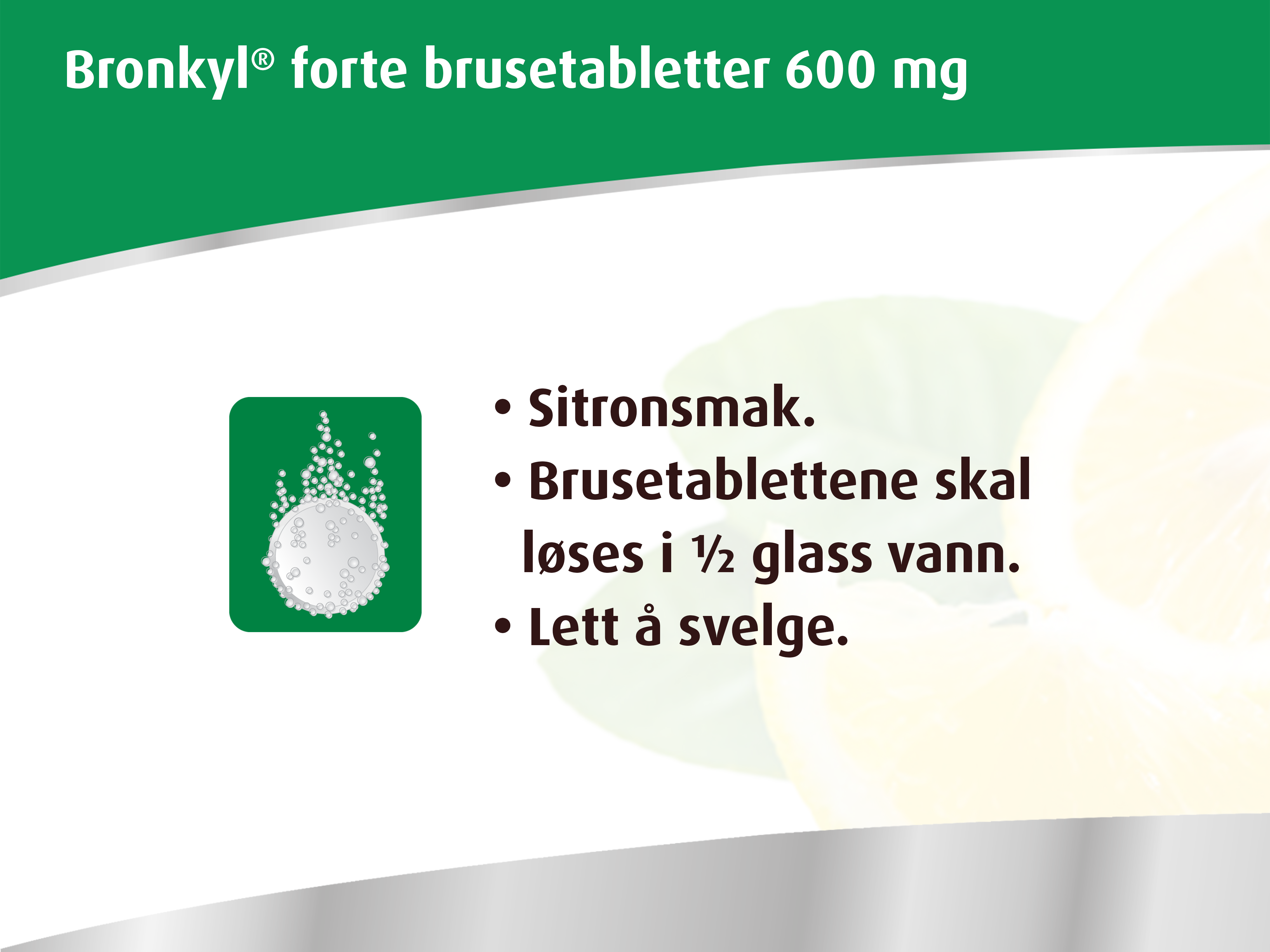 Bronkyl Forte Brusetabletter 600 mg, 10 stk.