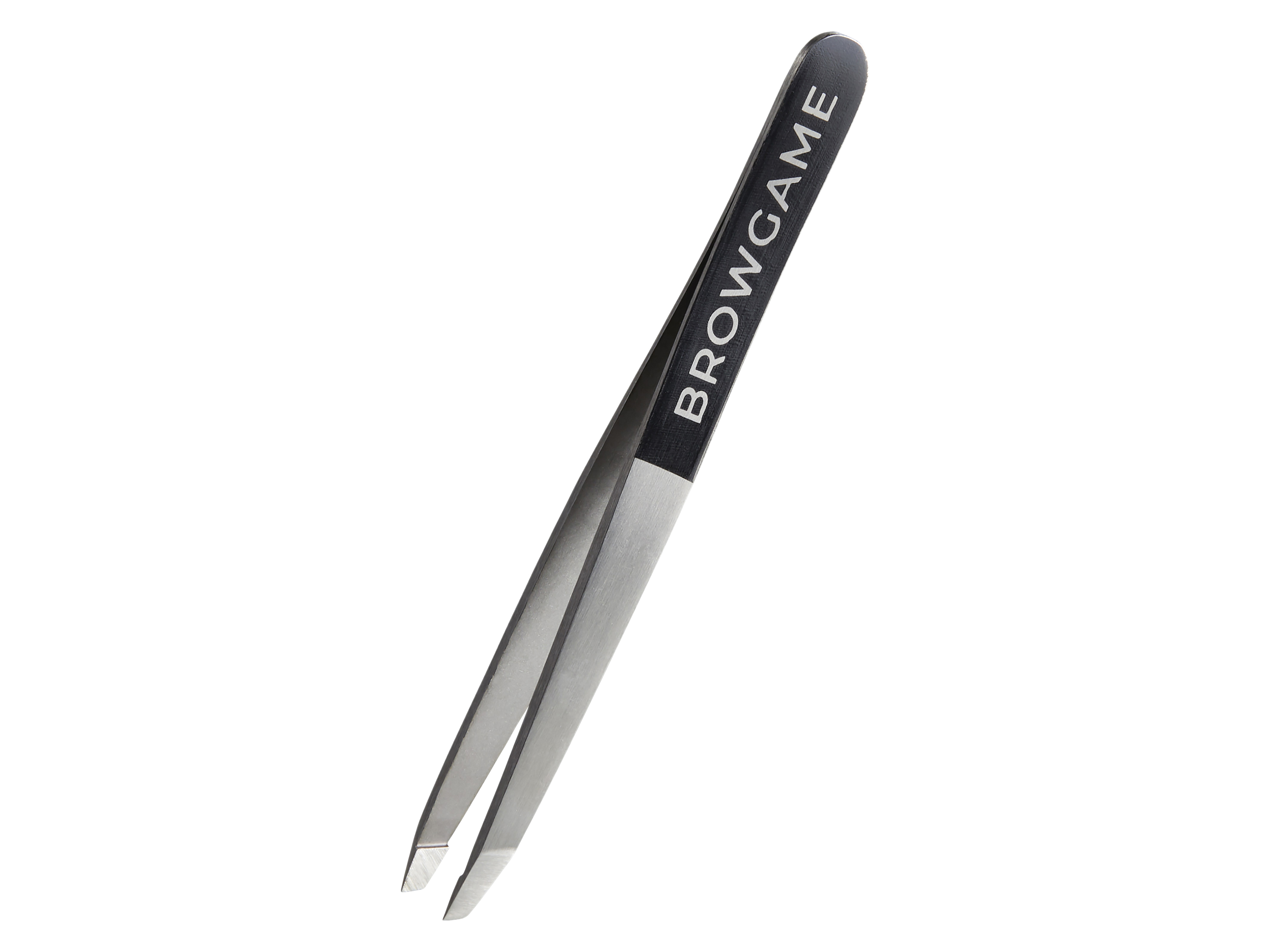 Browgame Cosmetic Browgame Original Slanted Tweezer, Black & Steel, 1 stk.