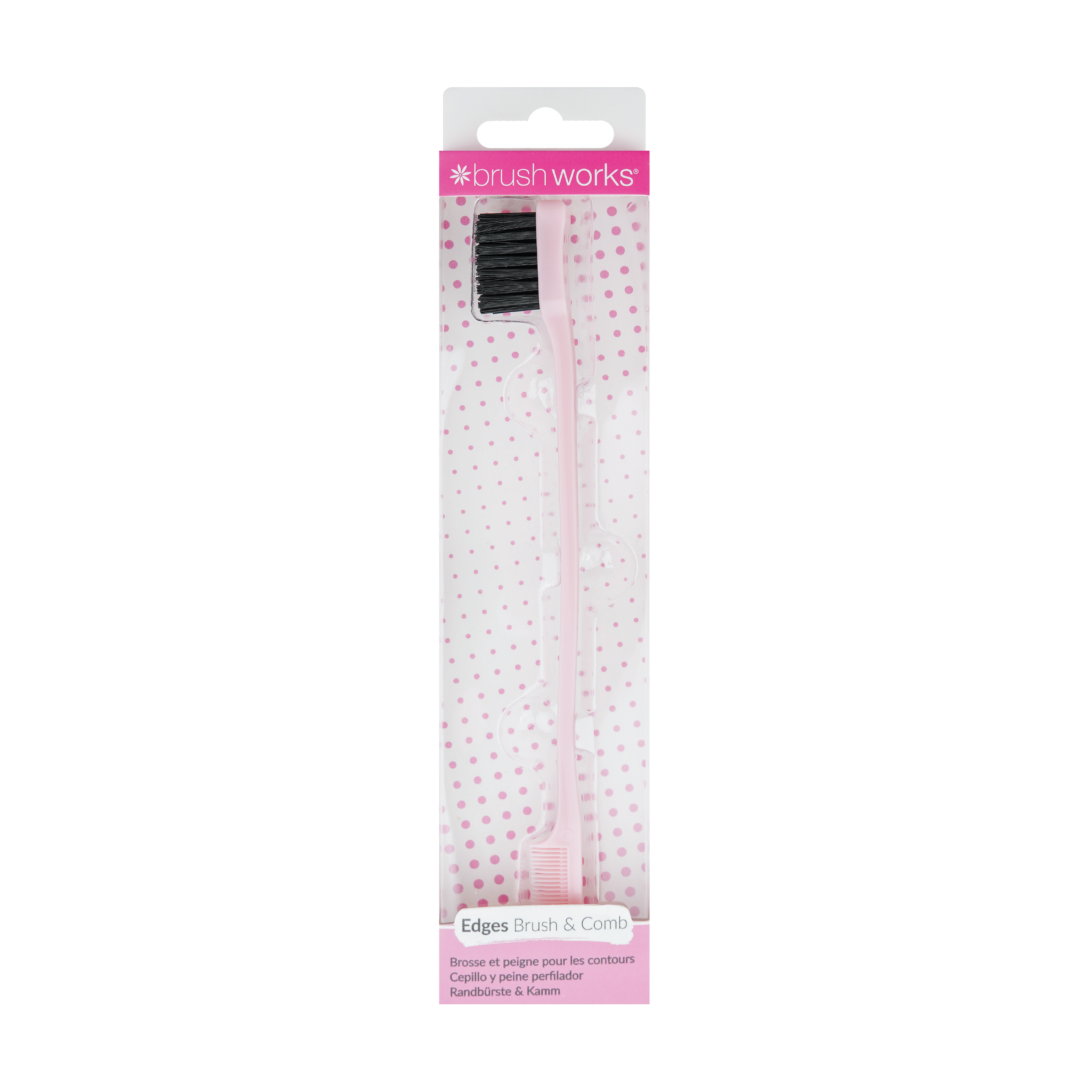 Brushworks Edge Brush & Comb, Rosa, 1 stk.