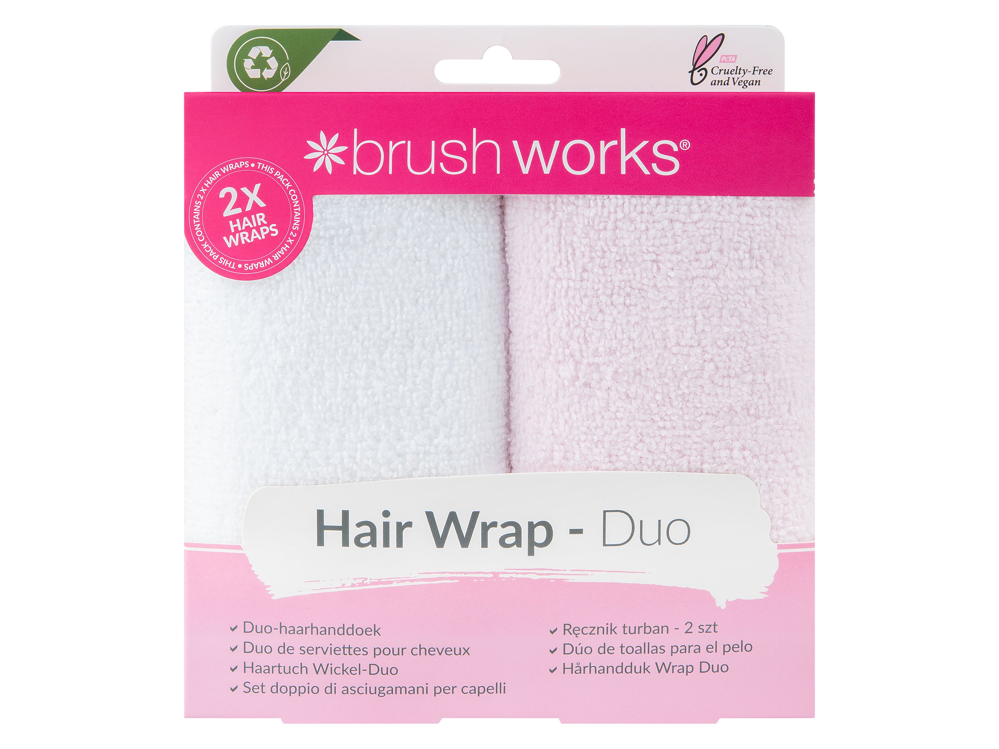 Brushworks Hair Towels  2 Pack, 2 stk