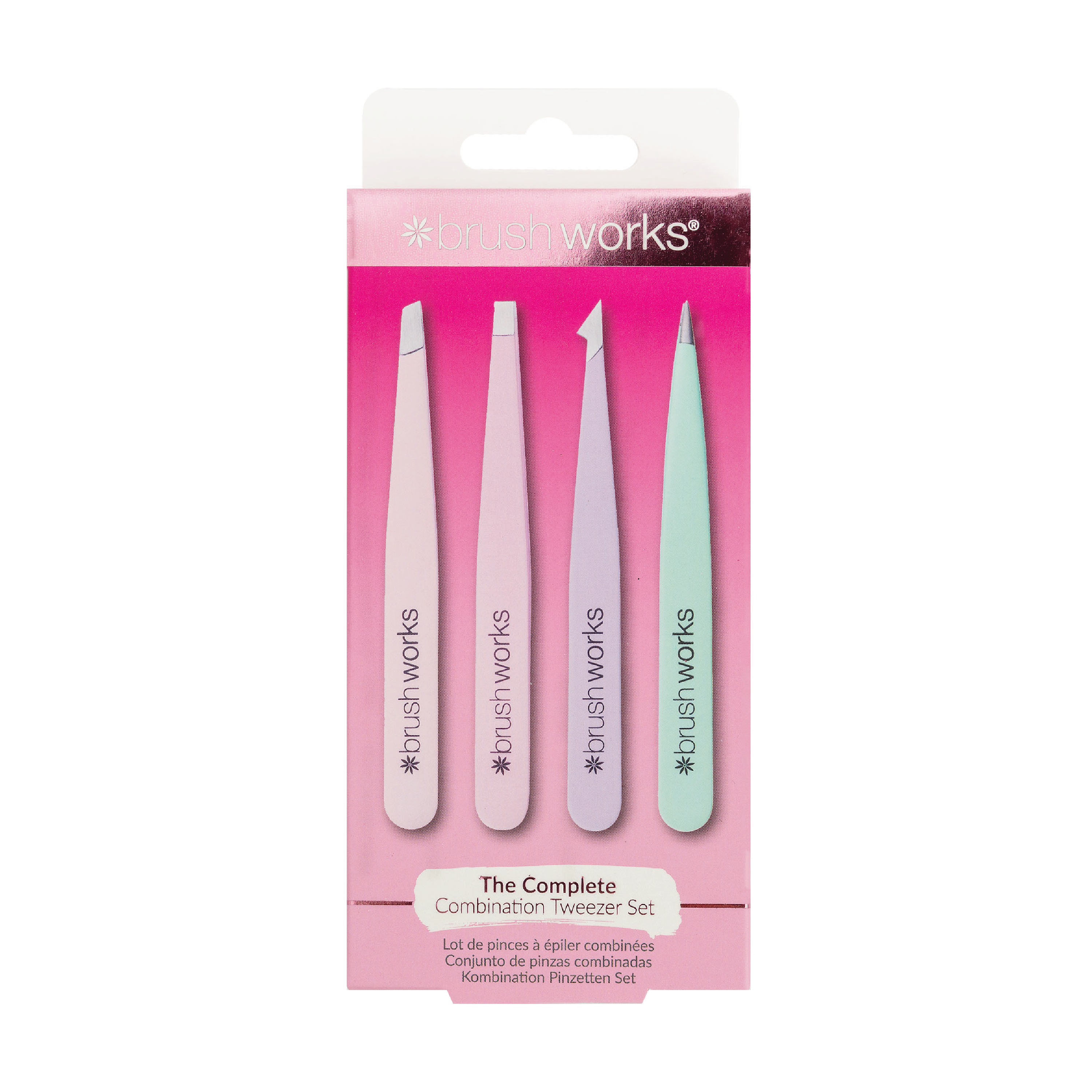 Brushworks HD 4 Piece Combination Tweezer Set Pastels, 4 stk.