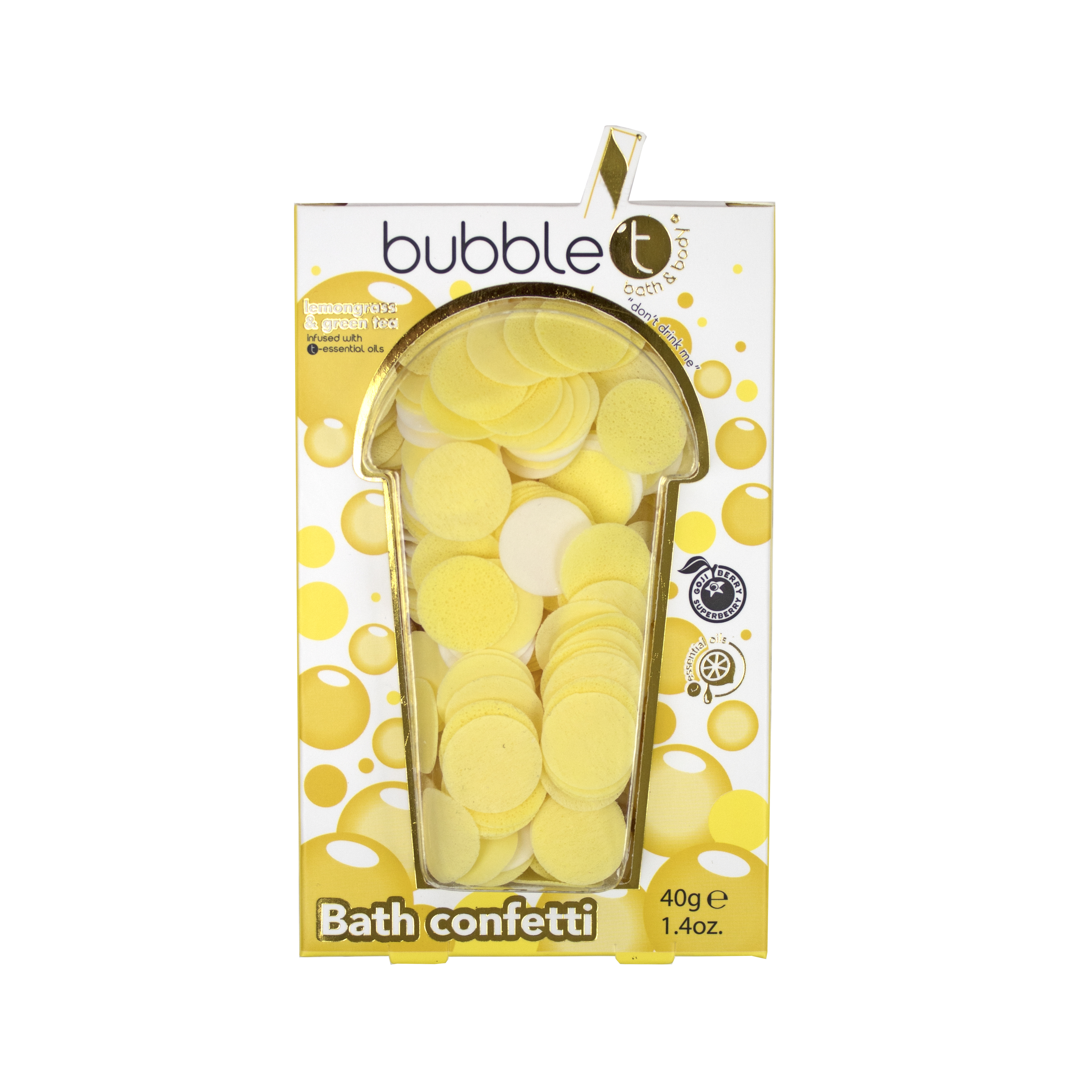 BubbleT Bath Confetti Lemongr & GreenTea, 40 gram