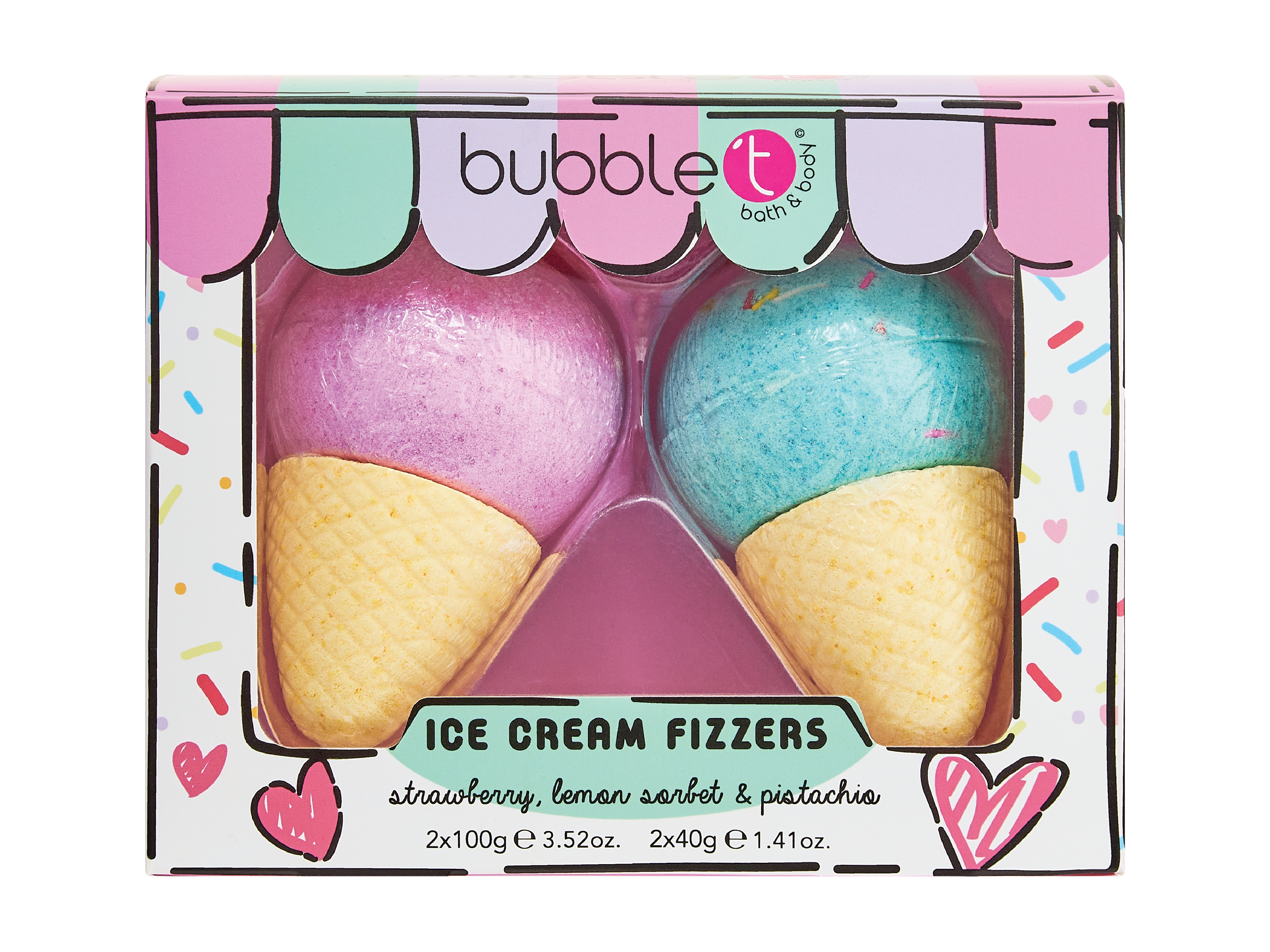 BubbleT Cartoon Ice Cream Bath Fizzer Set, 1 sett