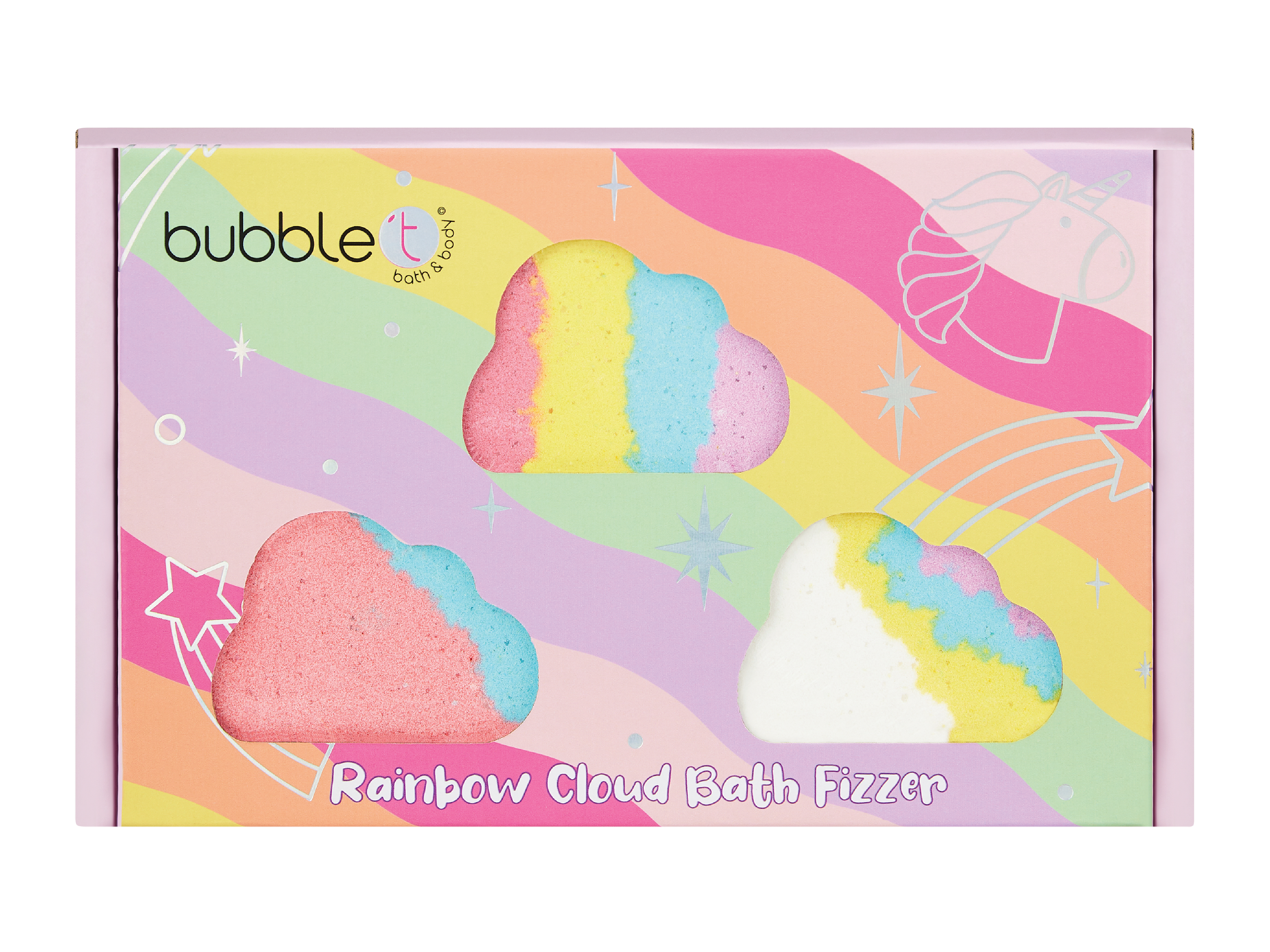 BubbleT Rainbow Cloud Bath Fizzers, 1 sett