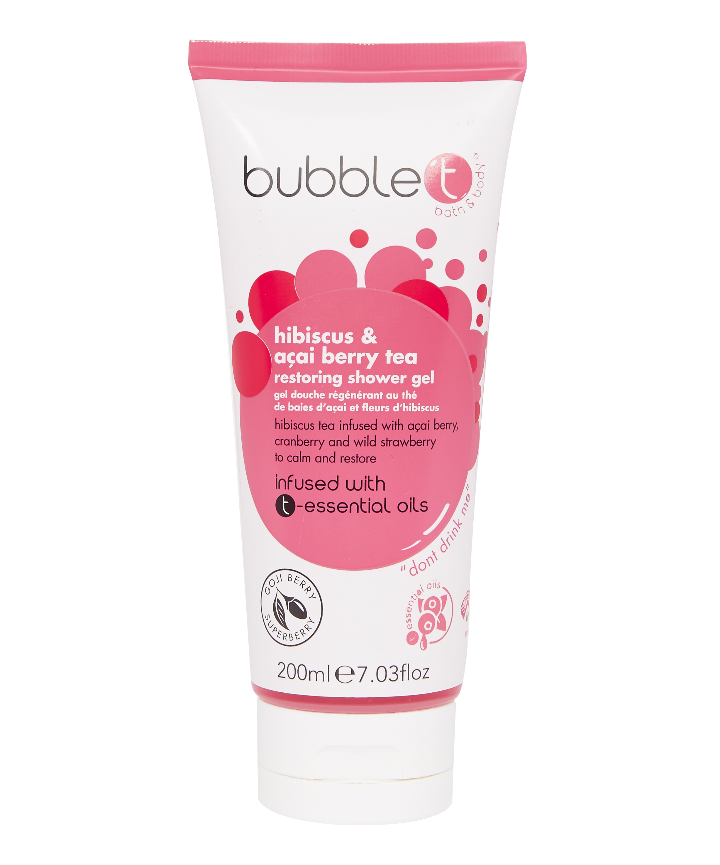 BubbleT Shower Gel Hibiscus & Acai Berry, 200 ml