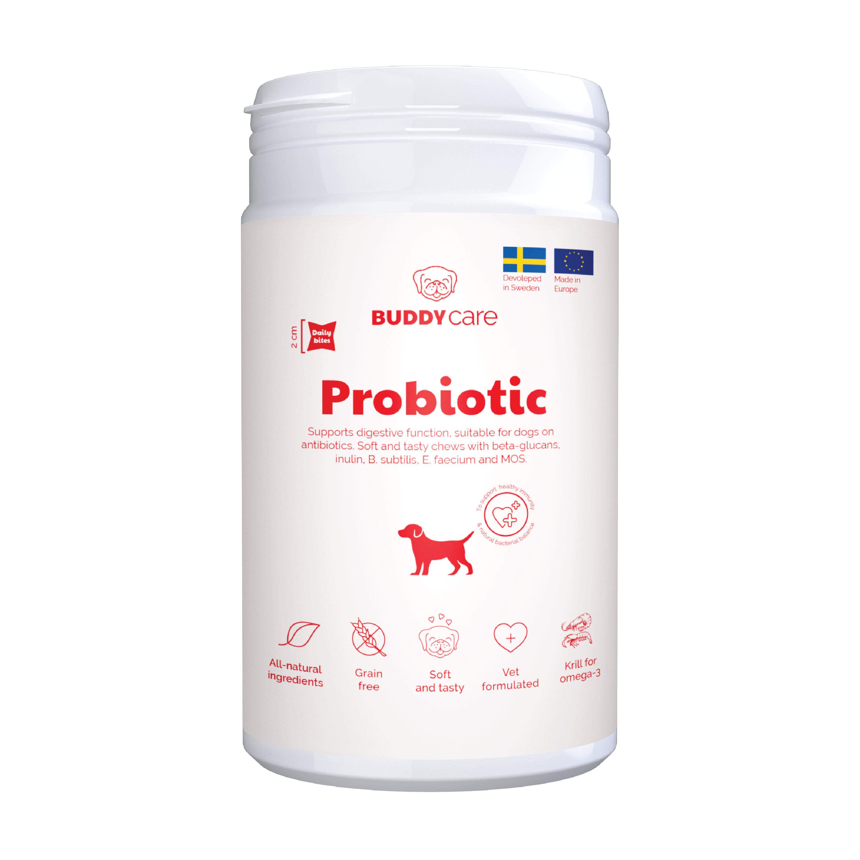 Buddy Pet Foods Probiotic Tyggebiter til hund, 150 g