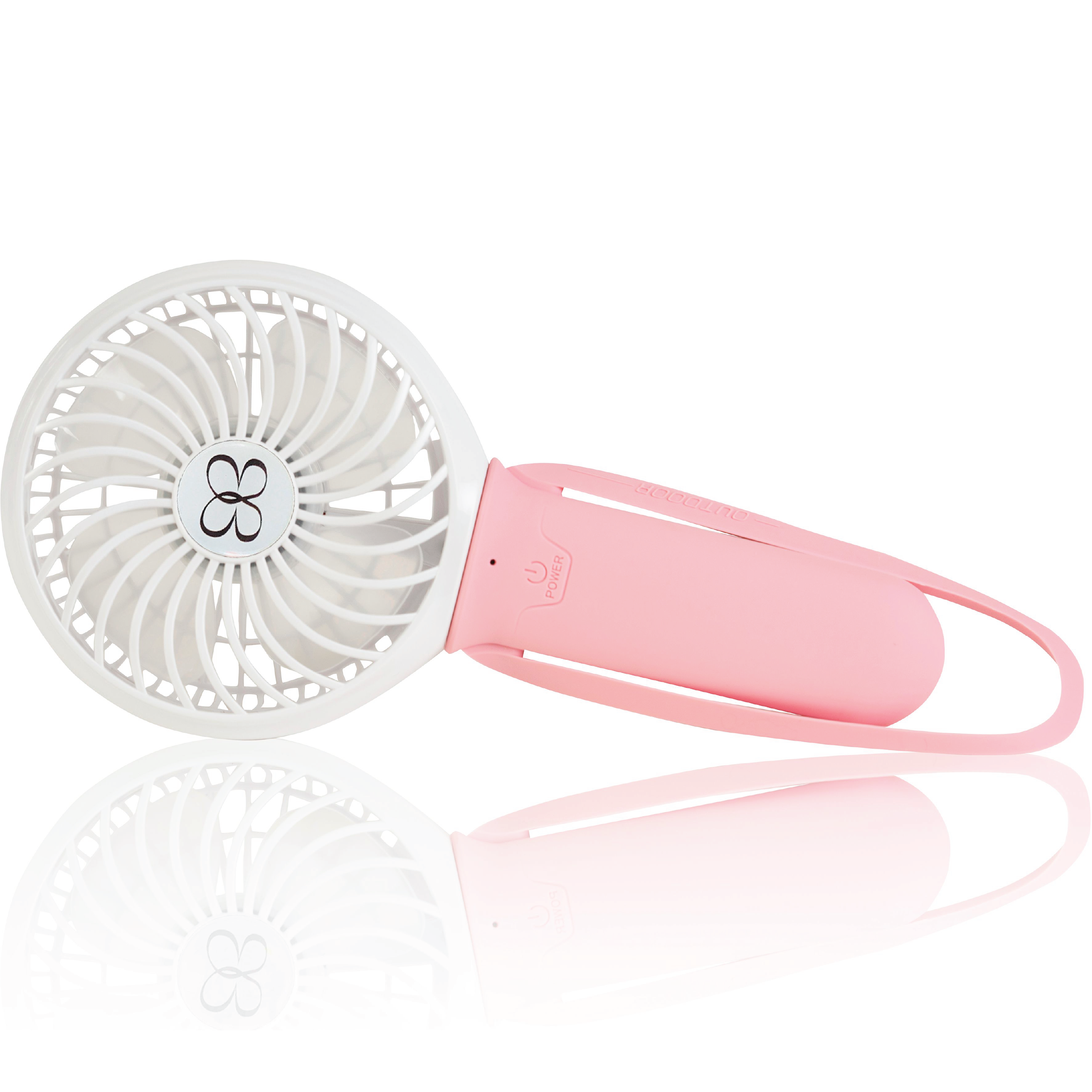 Buggygear Oppladbar Vifte, Rosa/hvit, 1 stk.