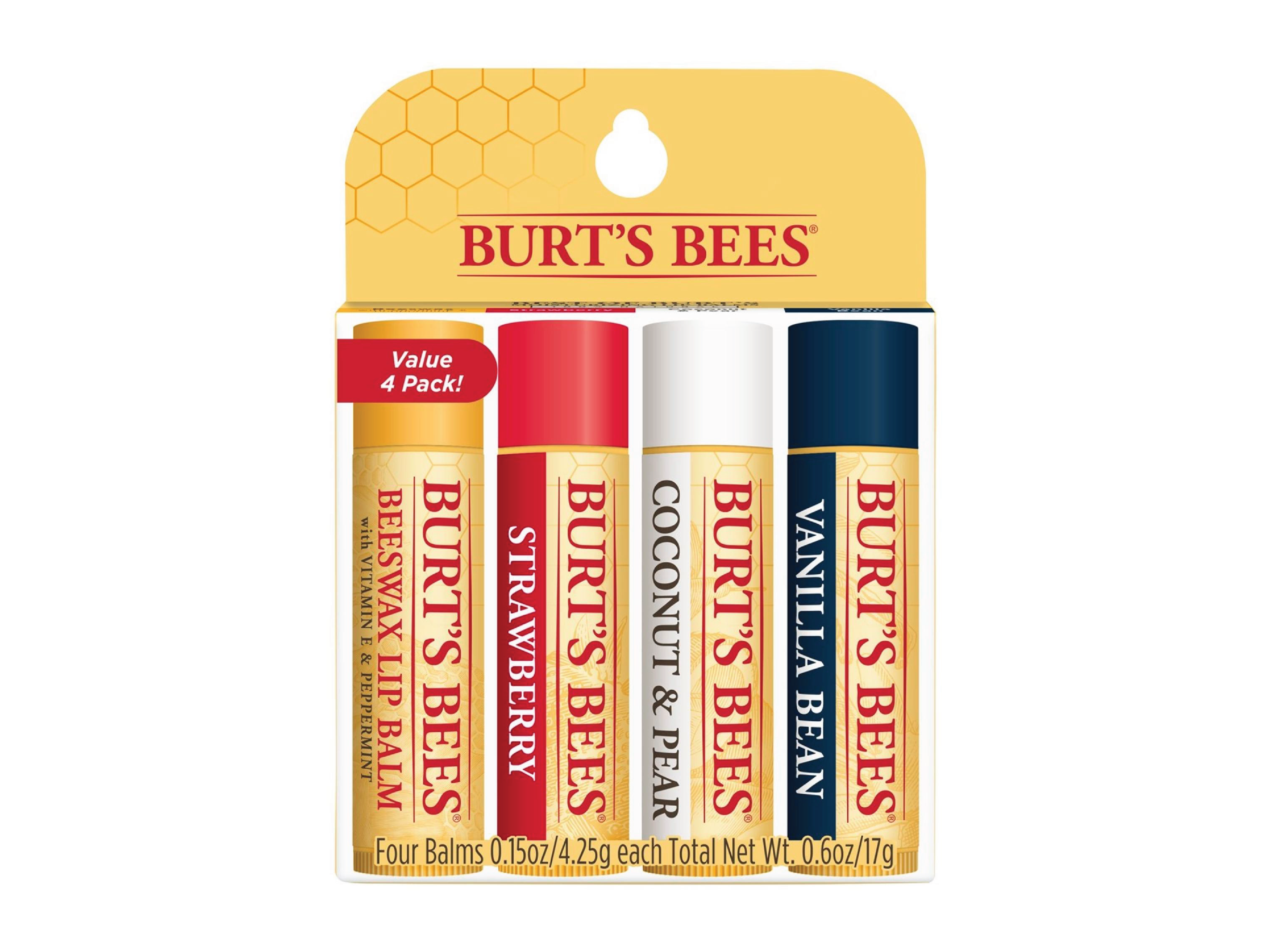 Burt's Bees Lip Balm Assorted, 4 x 4,25 g