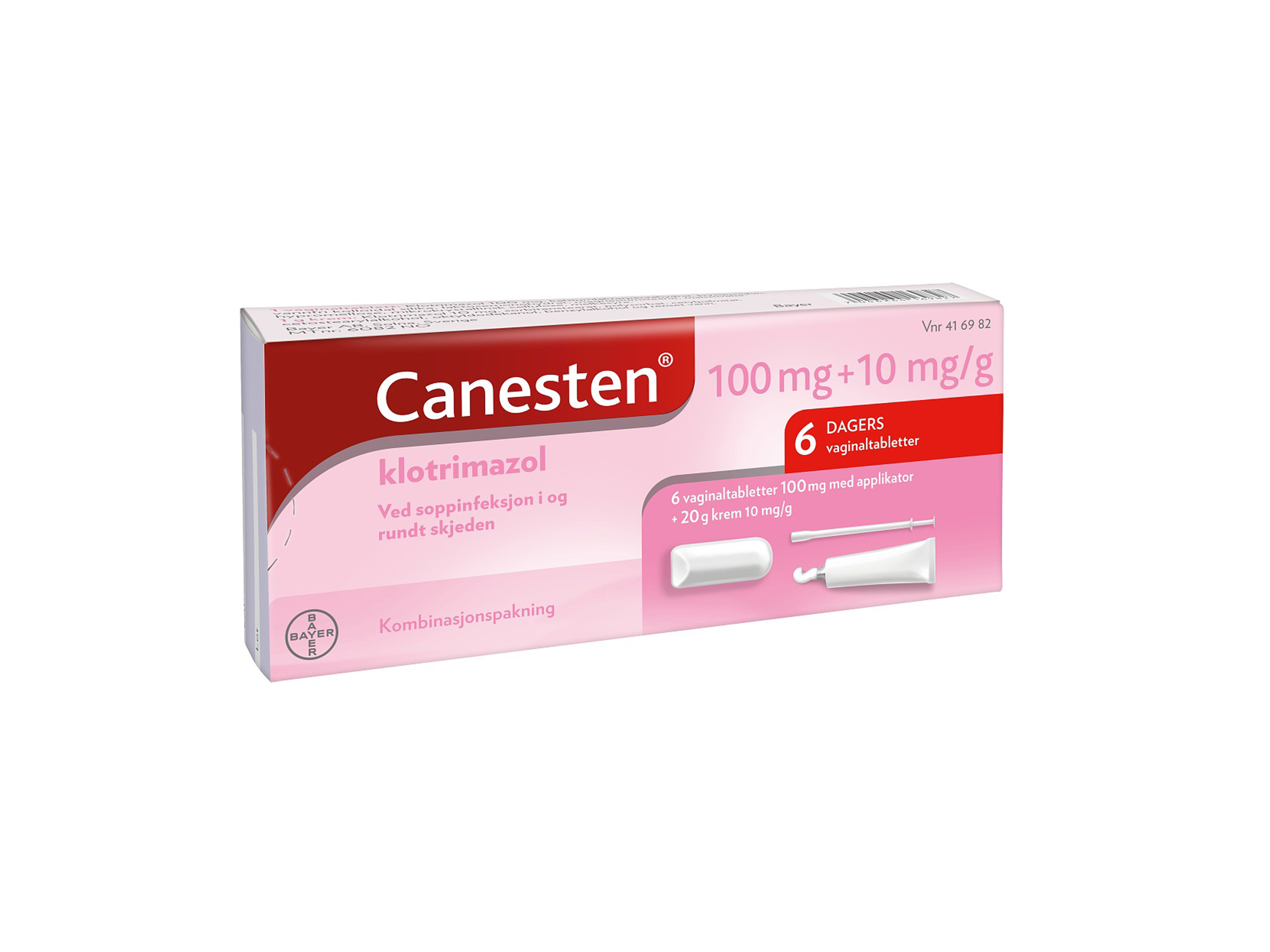 Canesten 100 mg vaginaltabletter + 10 mg/g krem, 20 g + 6 stk.
