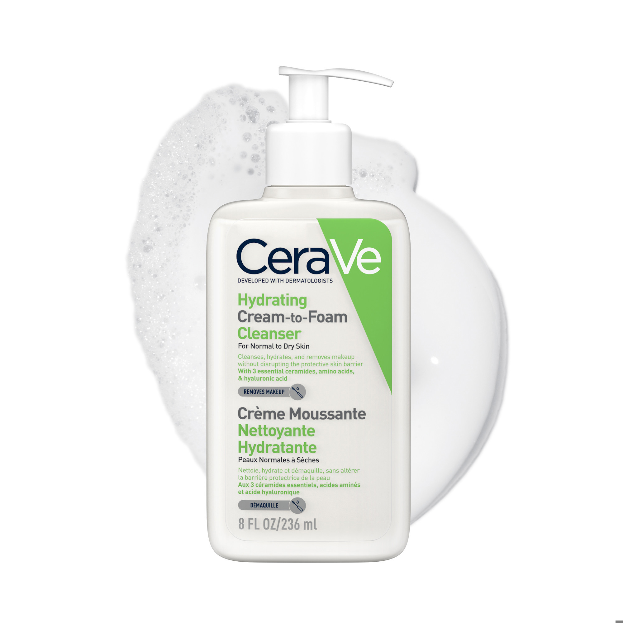 CeraVe Hydrating Cream-To-Foam Cleanser, 236 ml