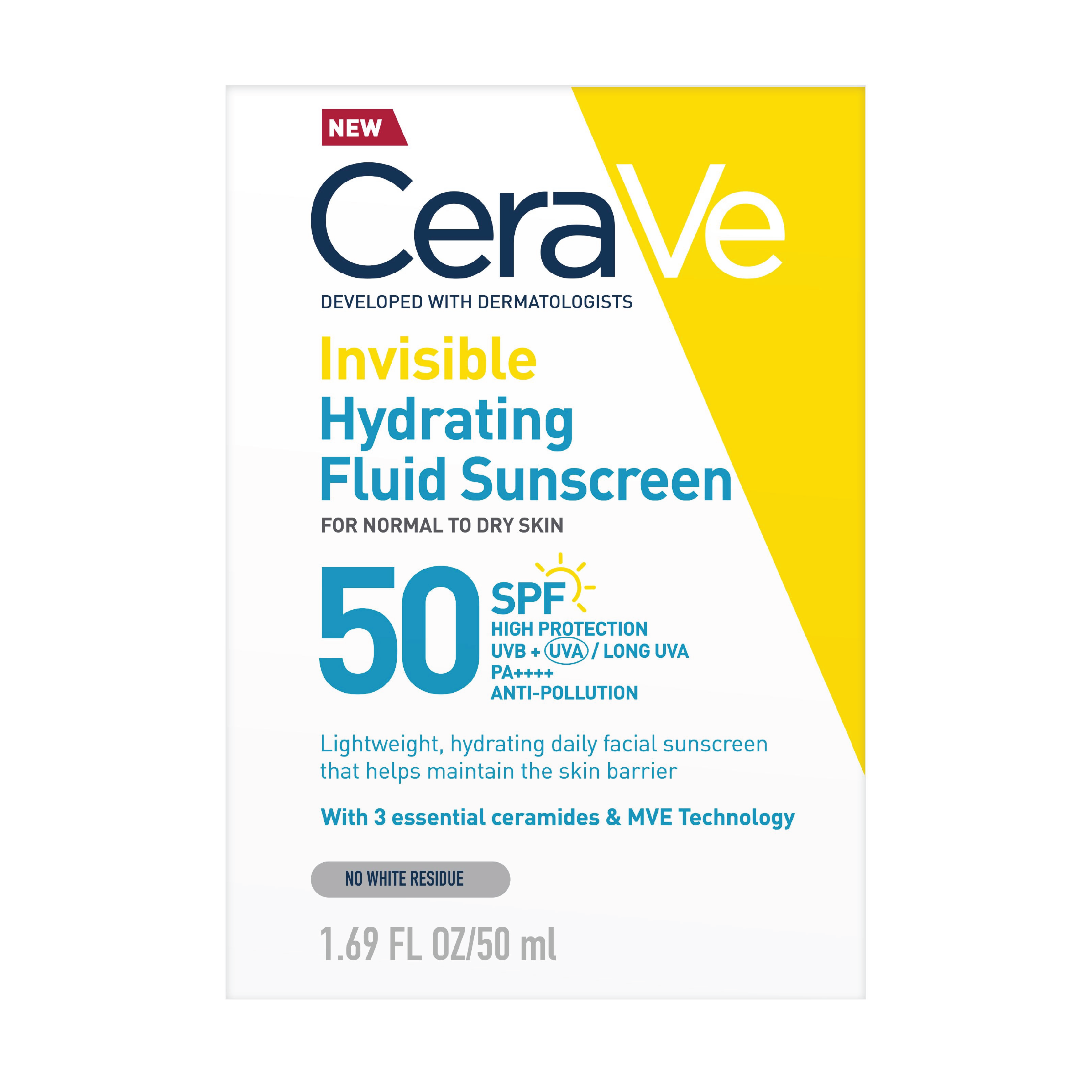 CeraVe Invisible Hydrating Fluid Sunscreen SPF50, 50 ml