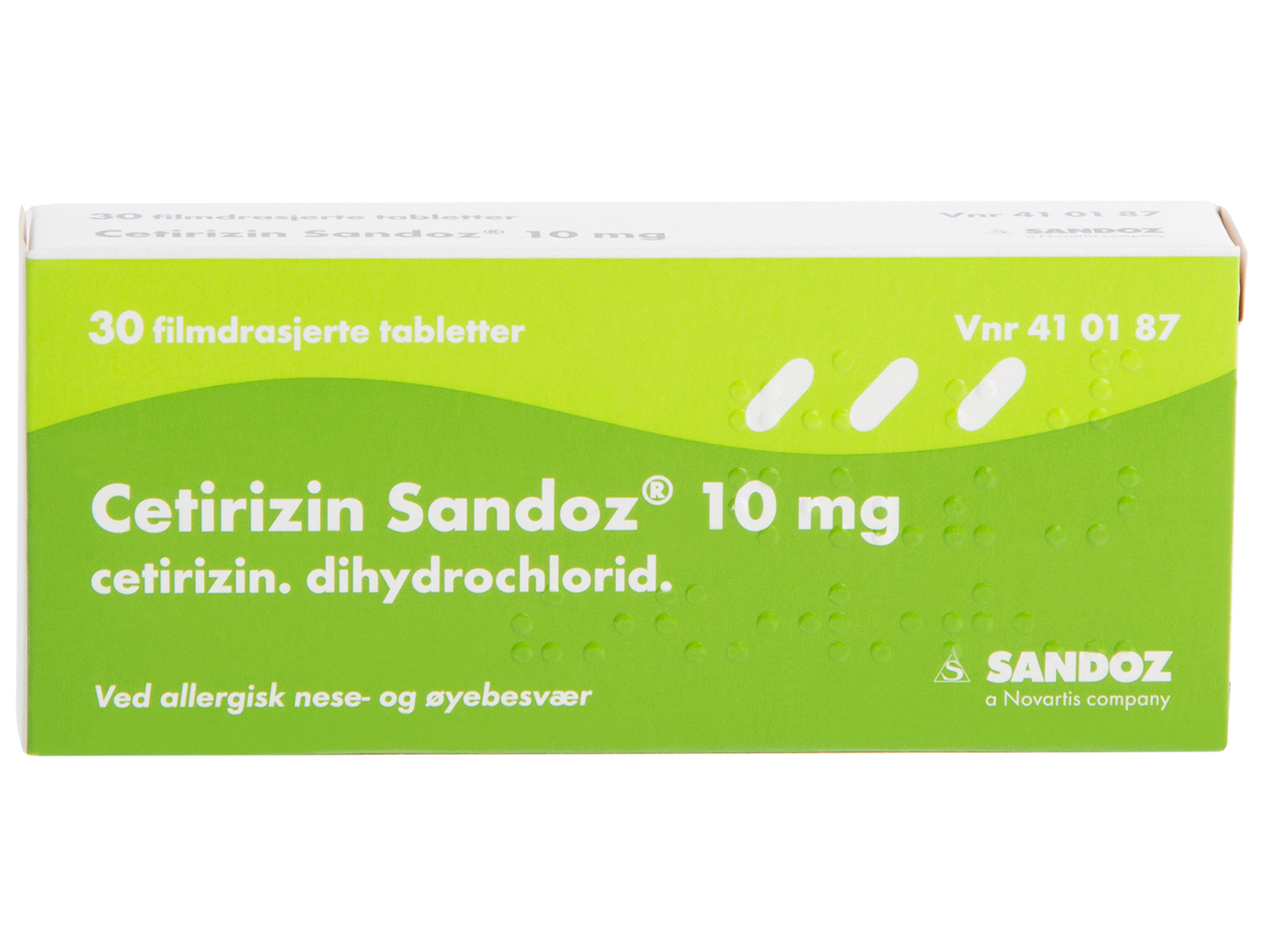Cetirizin Sandoz 10mg, 30 tabletter