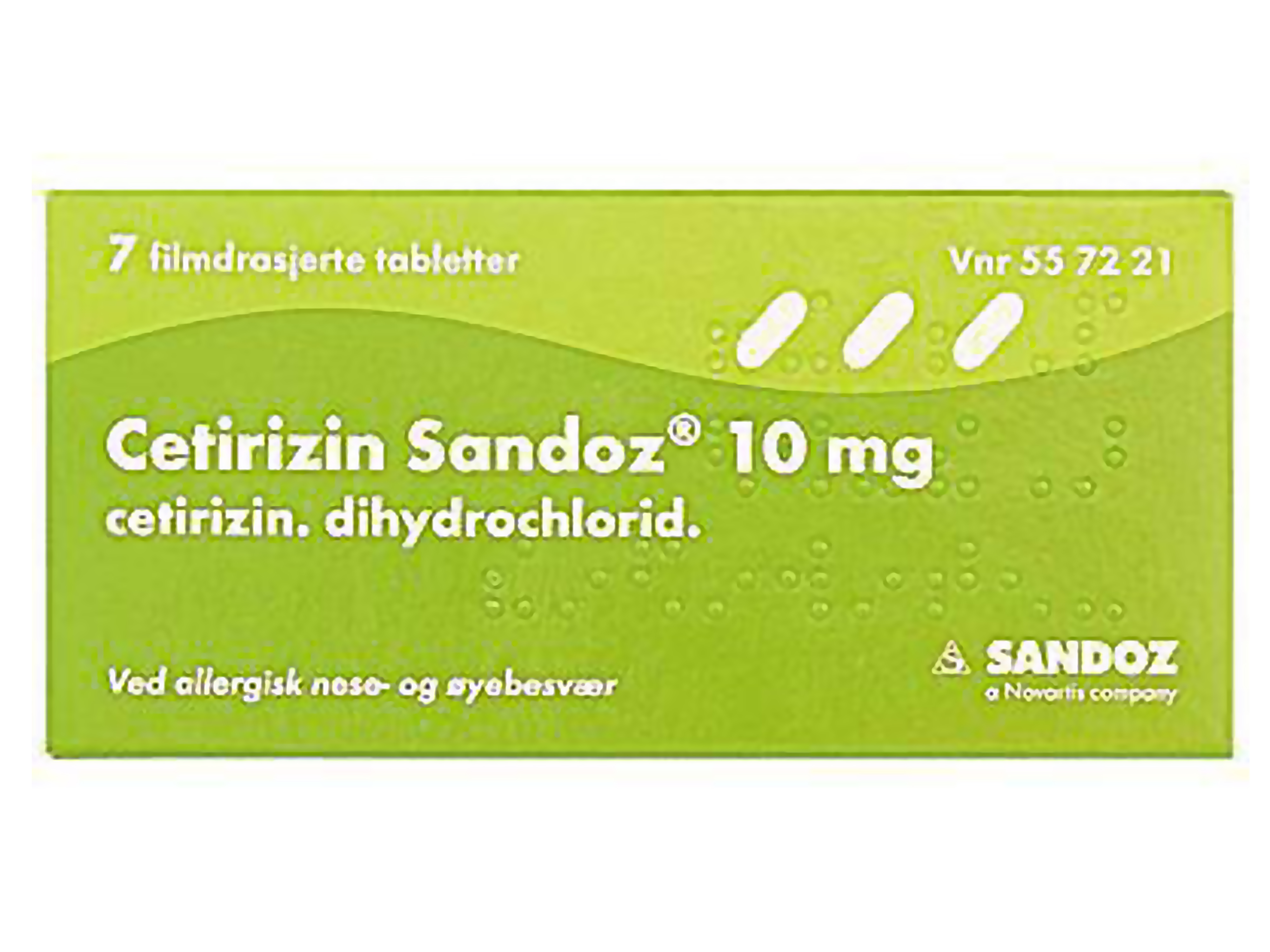 Cetirizin Sandoz 10mg, 7 tabletter