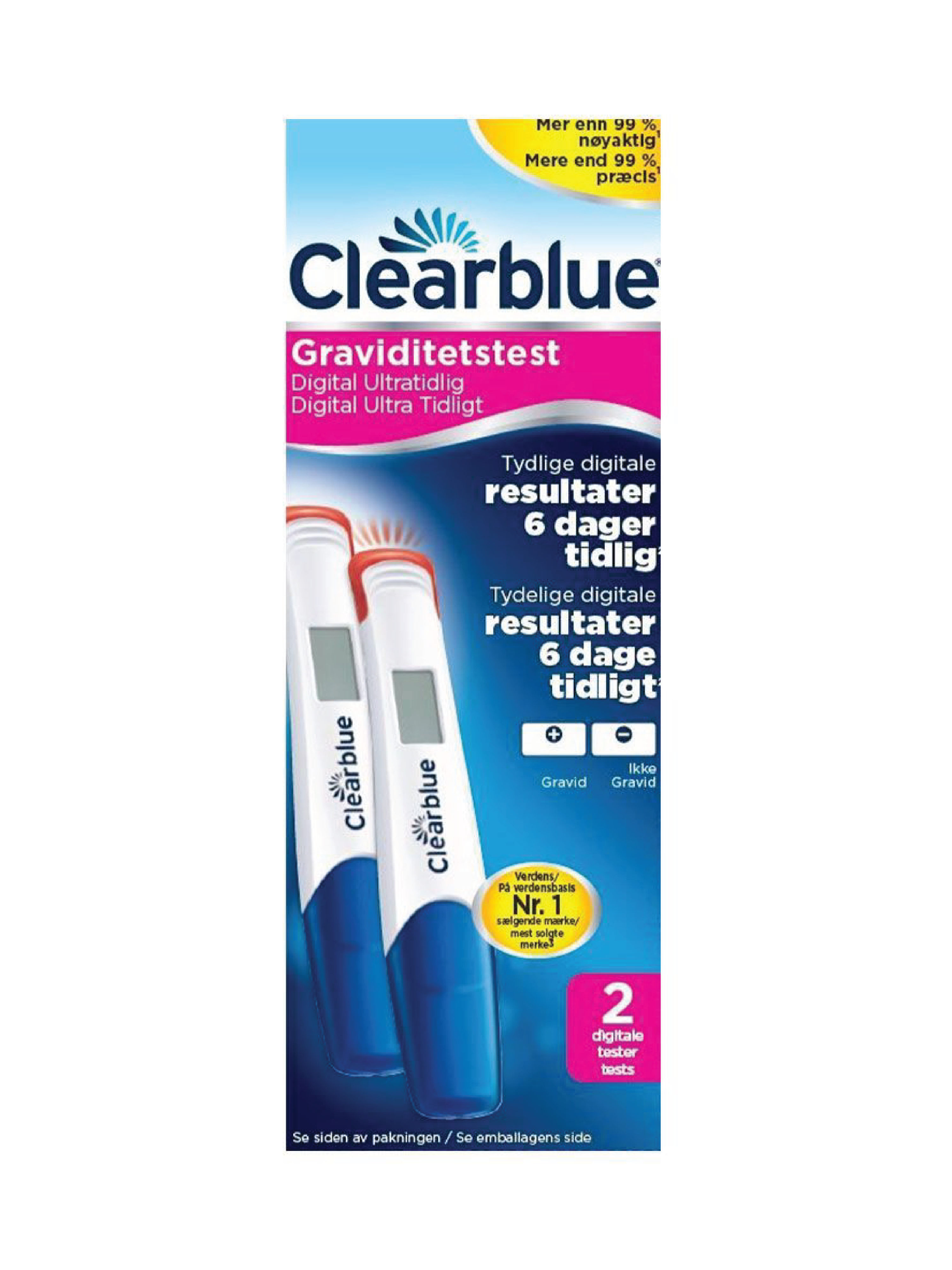 Clearblue Graviditetstest Digital Ultra Early, 2 stk