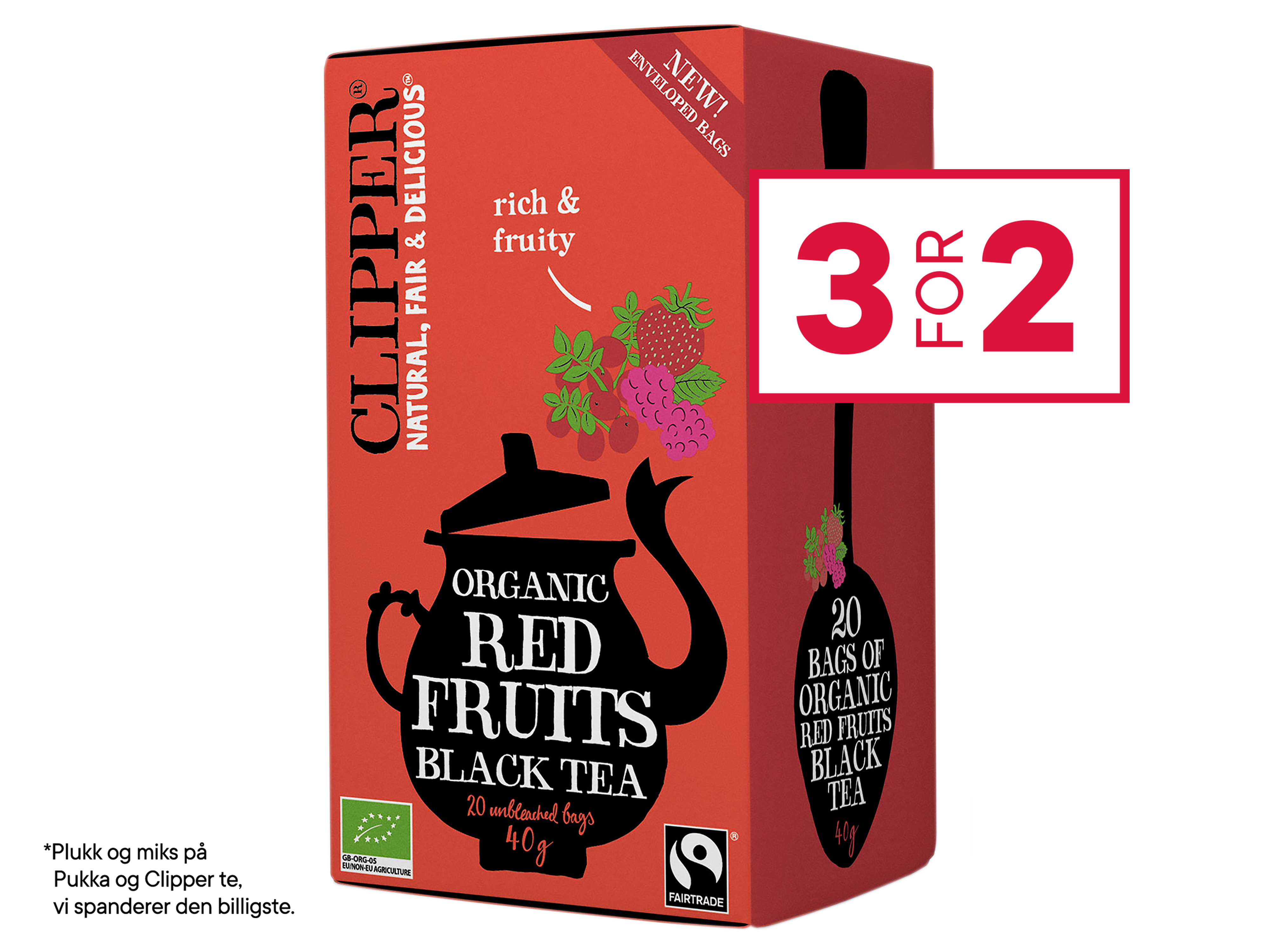 Clipper Clipper Red Fruits Black Tea, 20 poser økologisk te