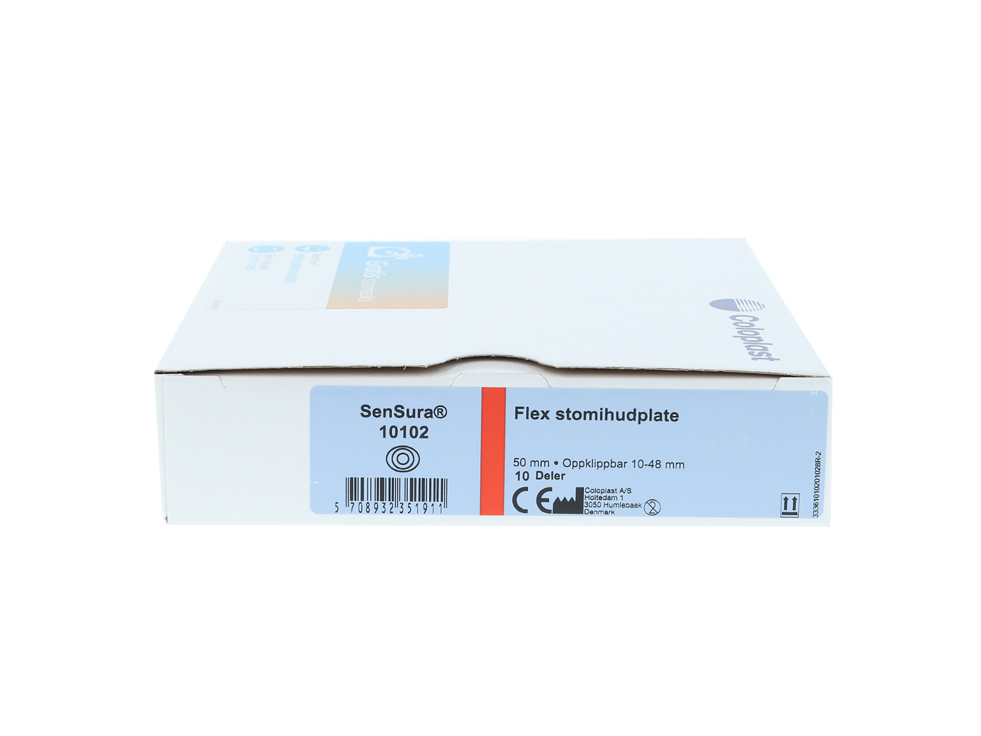 Coloplast Sensura Flex hudplate, 101020, Kleberkobling 50 mm, hullstørrelse 10-48 mm 10 stk.