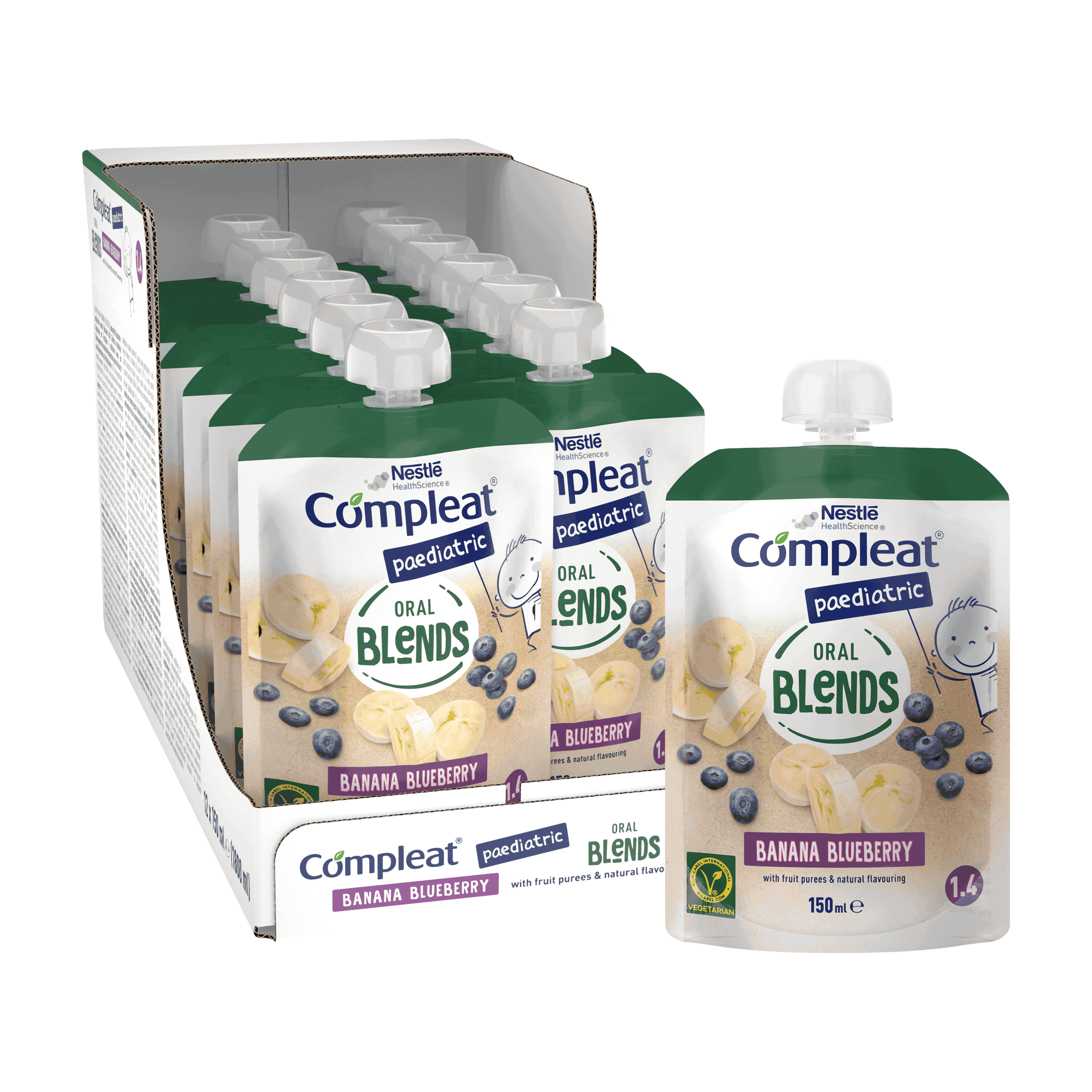Compleat Paediatric Oral Blends, Banan/blåbær, 12x150