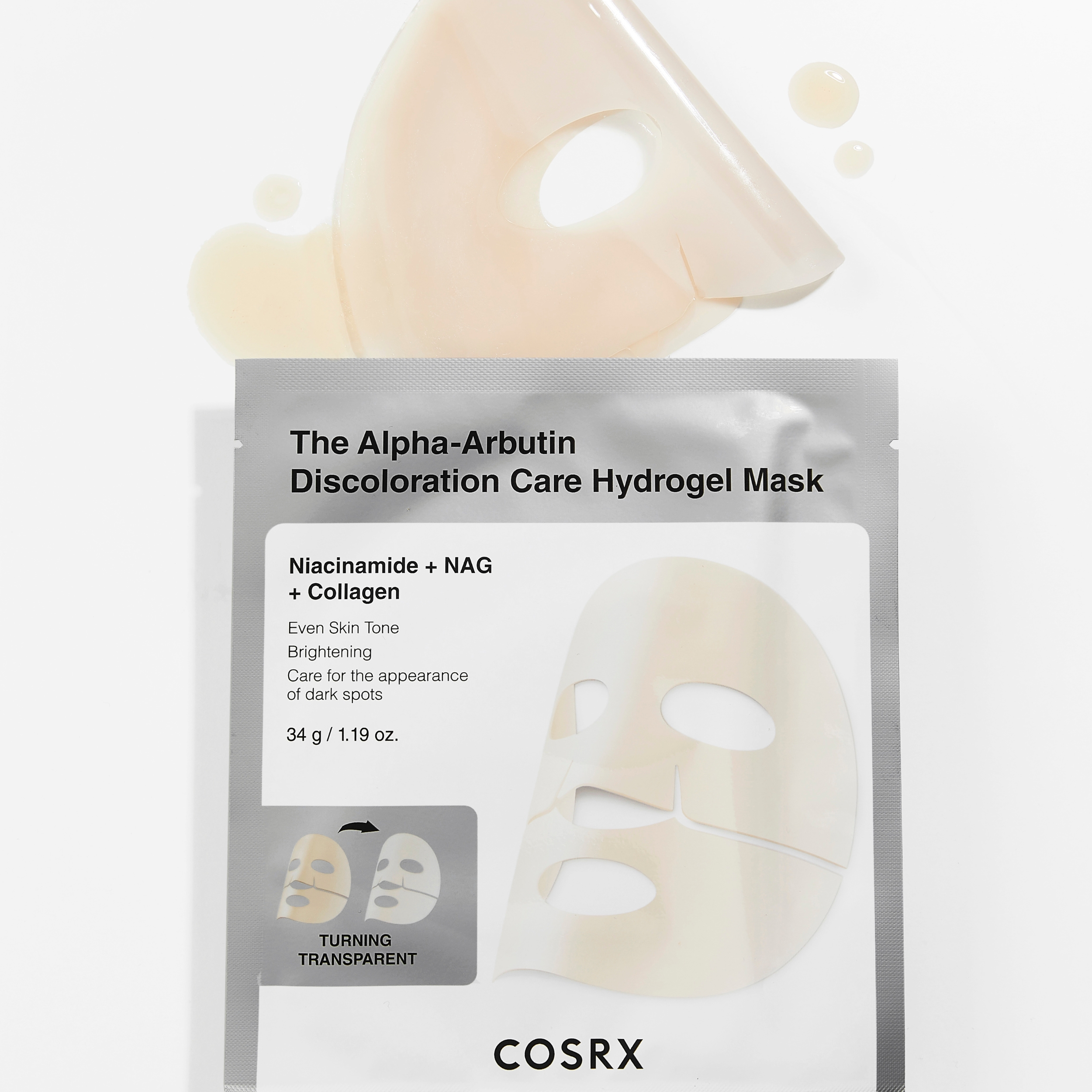 COSRX The Alpha-Arbutin Discoloration Care Hydrogel Mask, 3 stk.