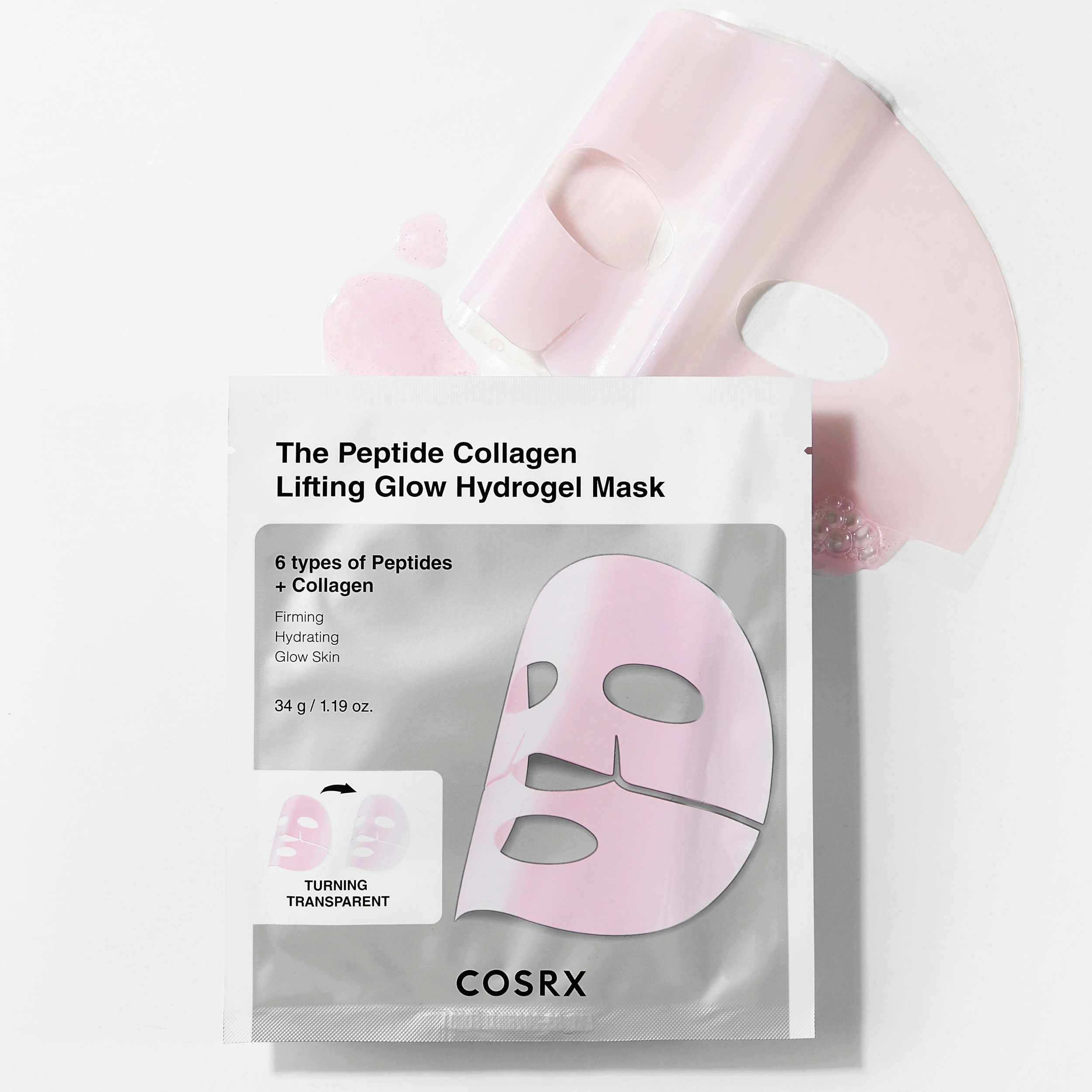 COSRX The Peptide Collagen Lifting Glow Hydrogel Mask, 3 stk.