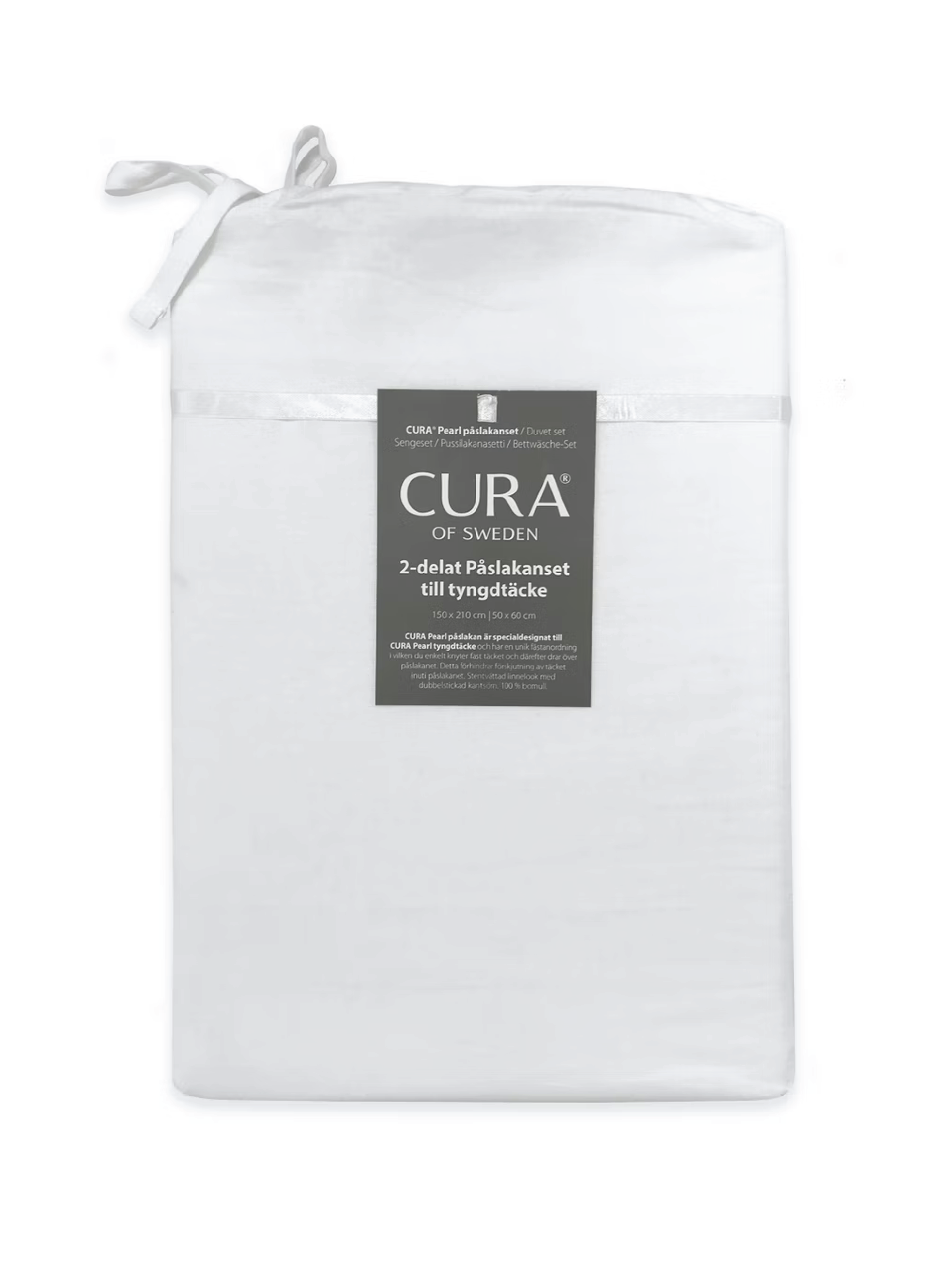 Cura Of Sweden Cover Set Cotton, 150x210 cm/ 50x60 cm, hvit, 1 sett