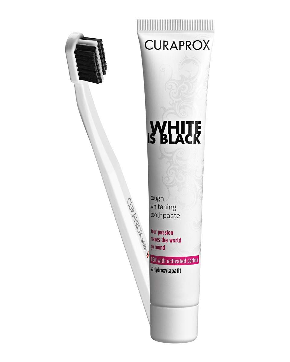Curaprox White is Black, 90 ml, hvit børste