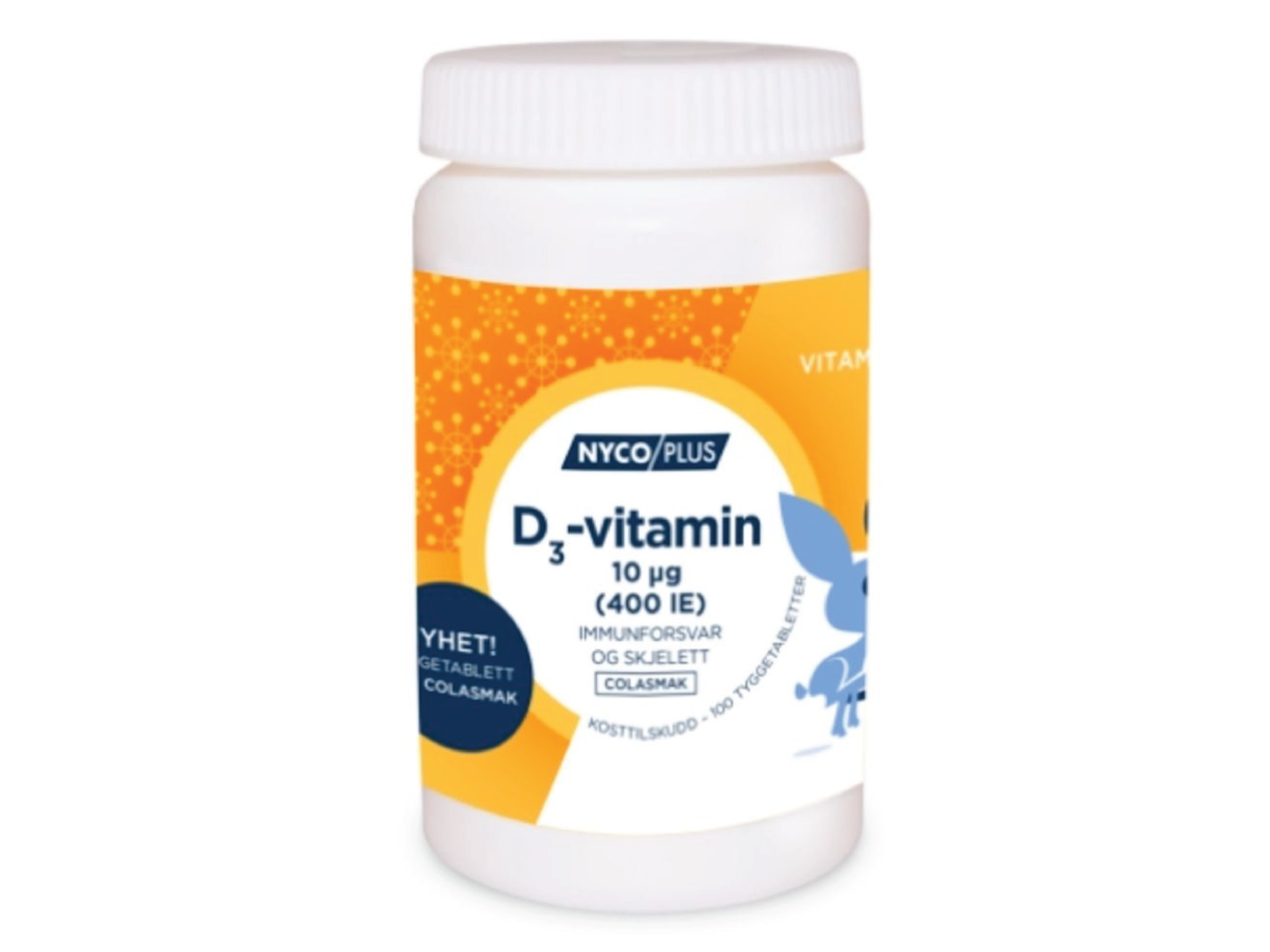 Nycoplus D-vitamin 10 µg med colasmak, 100 tyggetabletter