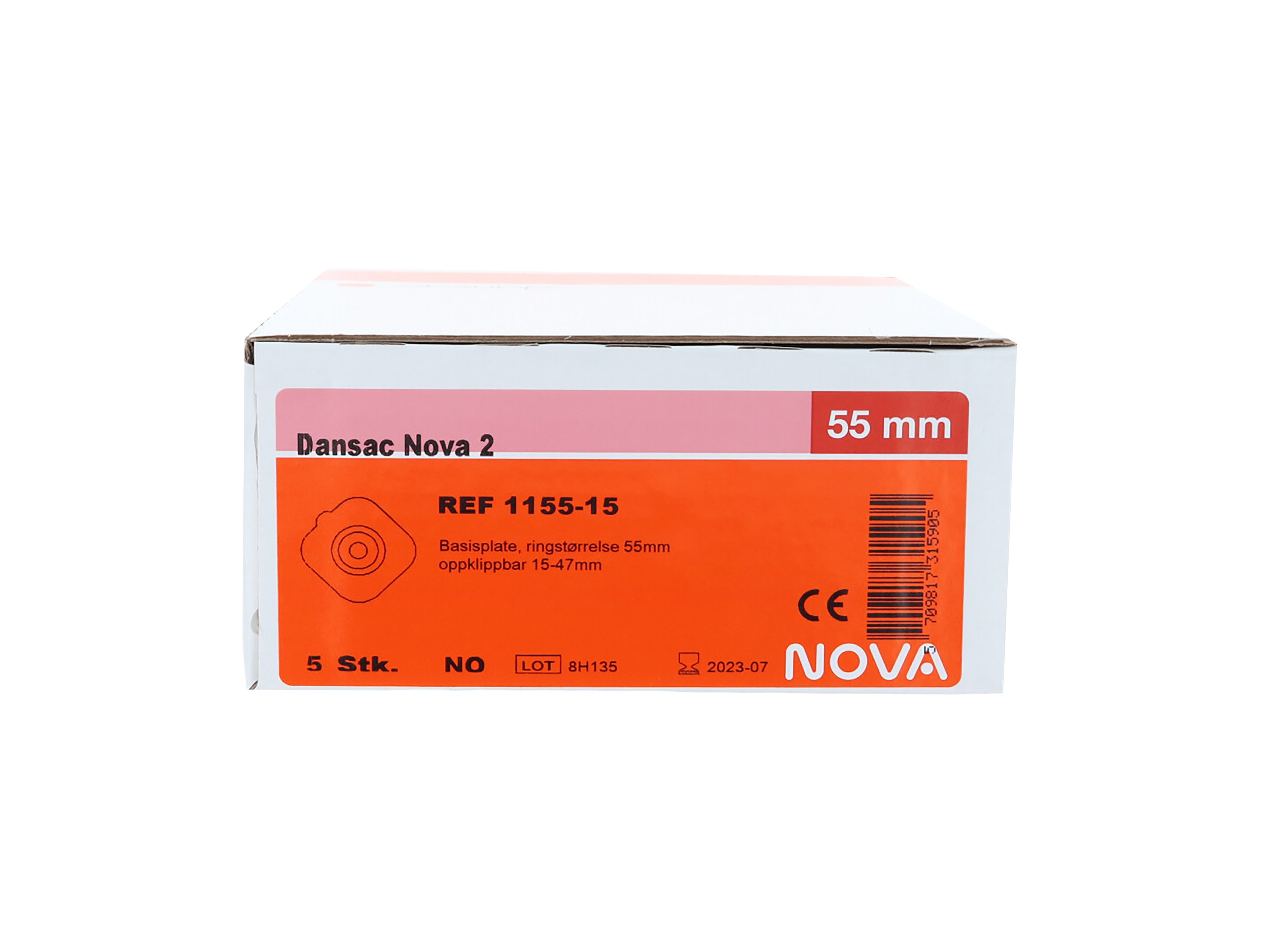 Dansac 1155-15 Novalife 2 Hudplate, 5 stk.
