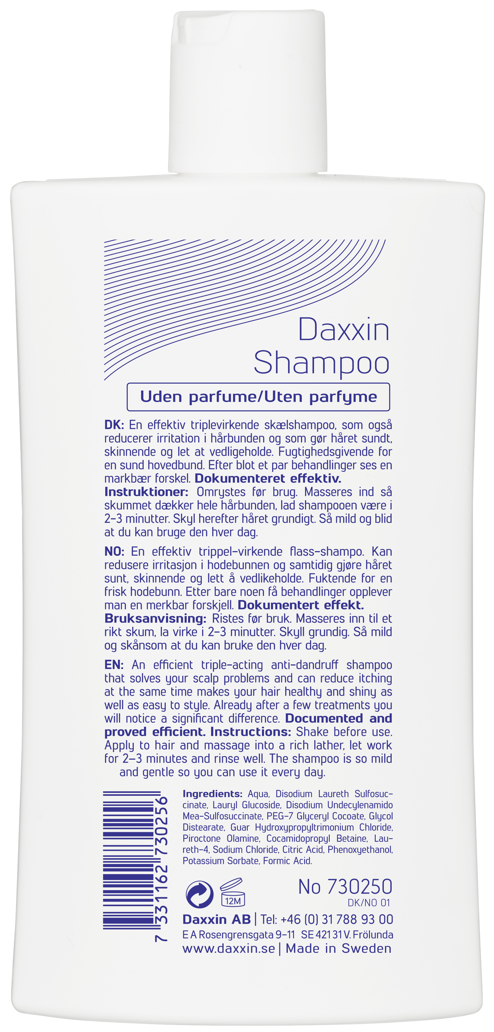 Daxxin Daxxin Shampoo mot flass, mot flass tørr og irritert hodebunn, Uten parfyme, 250 - Hårpleie - Farmasiet.no