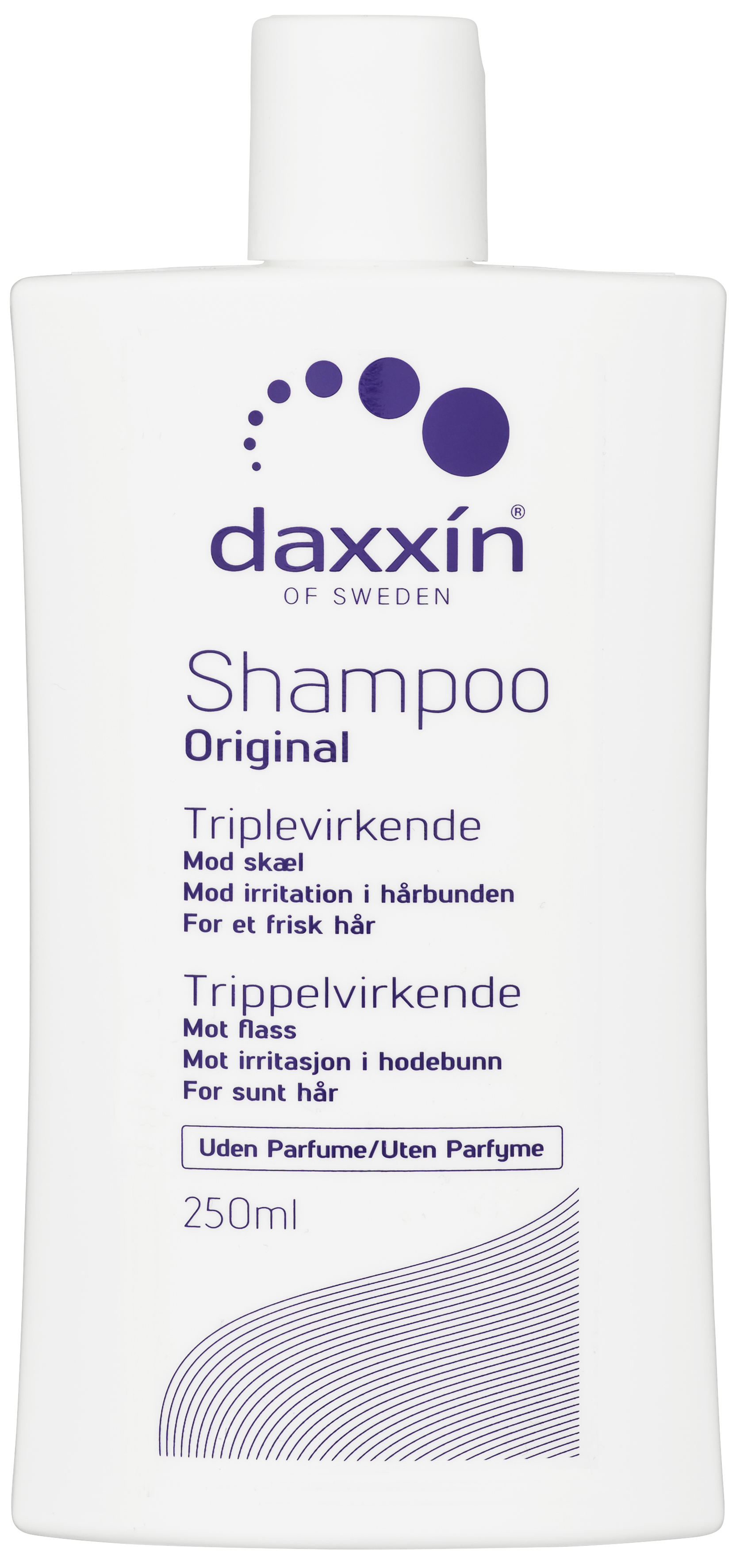 Daxxin Daxxin Shampoo Trippelvirkende mot flass, Sjampo mot flass og tørr og irritert hodebunn, Uten parfyme, 250 ml