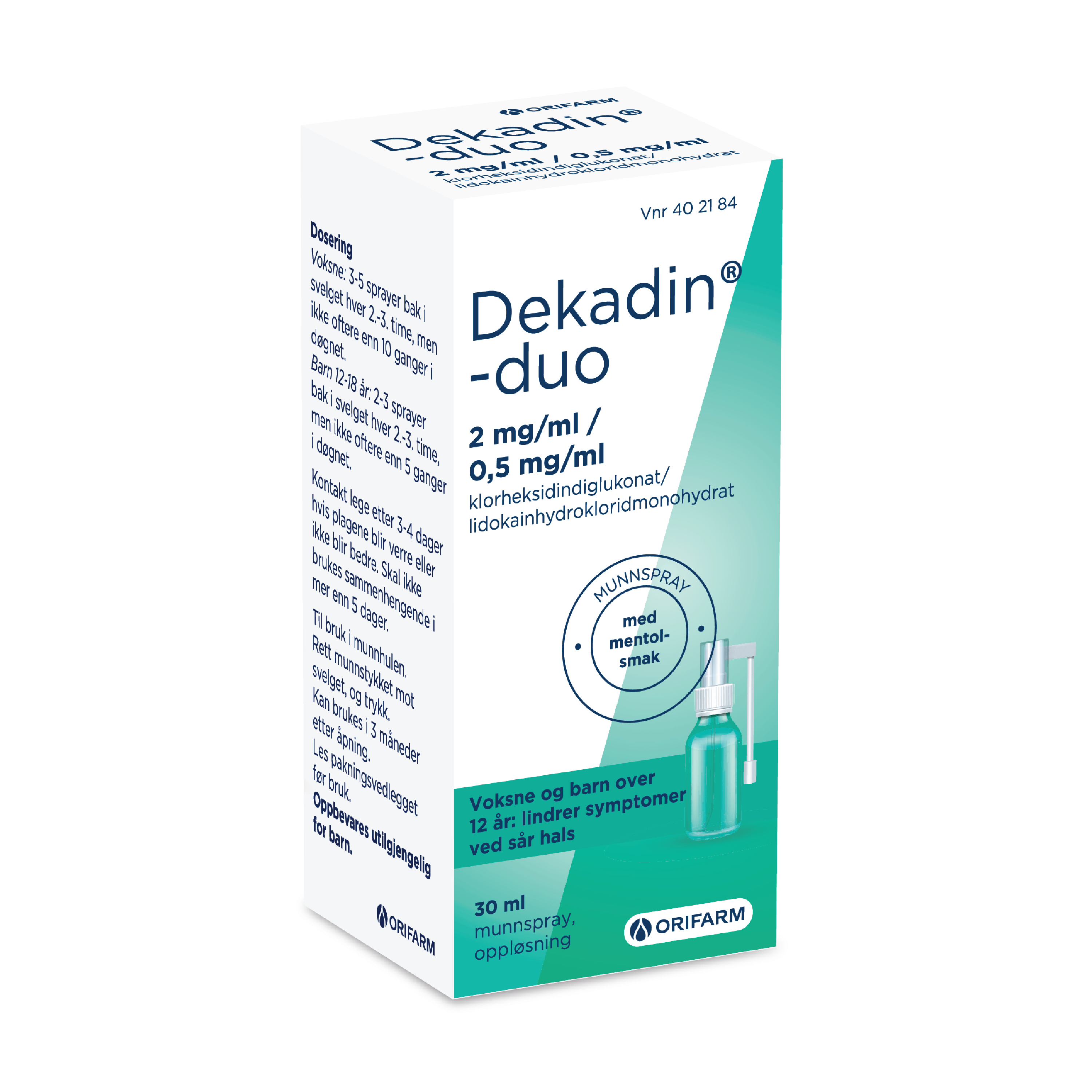 Dekadin-duo Munnspray 2mg/ml/0,5mg/ml mentol, 30 ml
