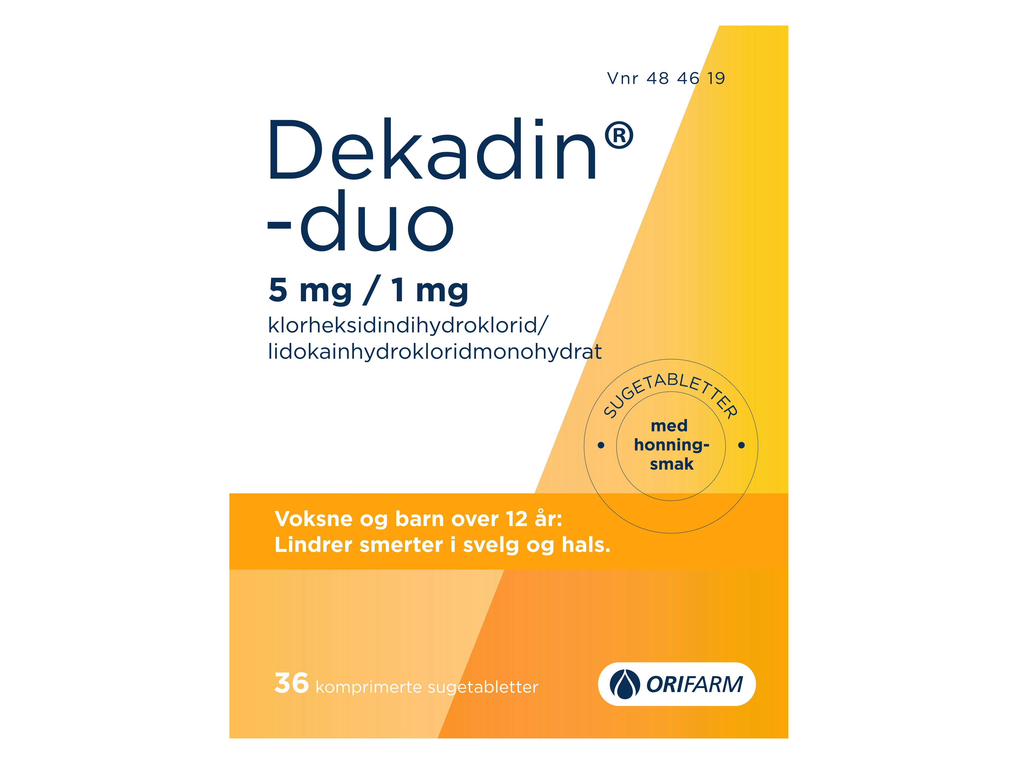 Dekadin-duo Sugetabletter 5mg/1mg honning, 36 stk.
