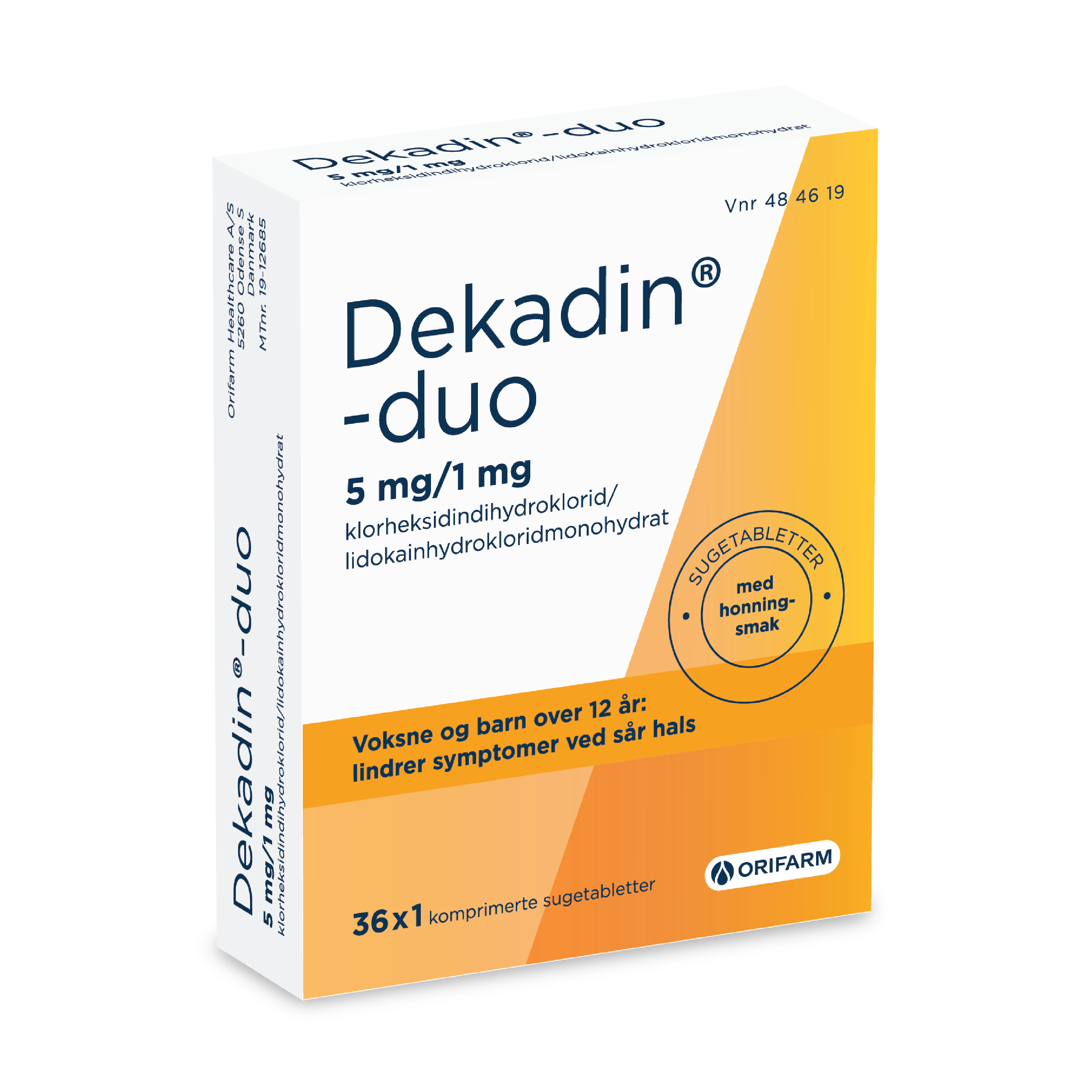 Dekadin-duo Sugetabletter 5mg/1mg honning, 36 stk.