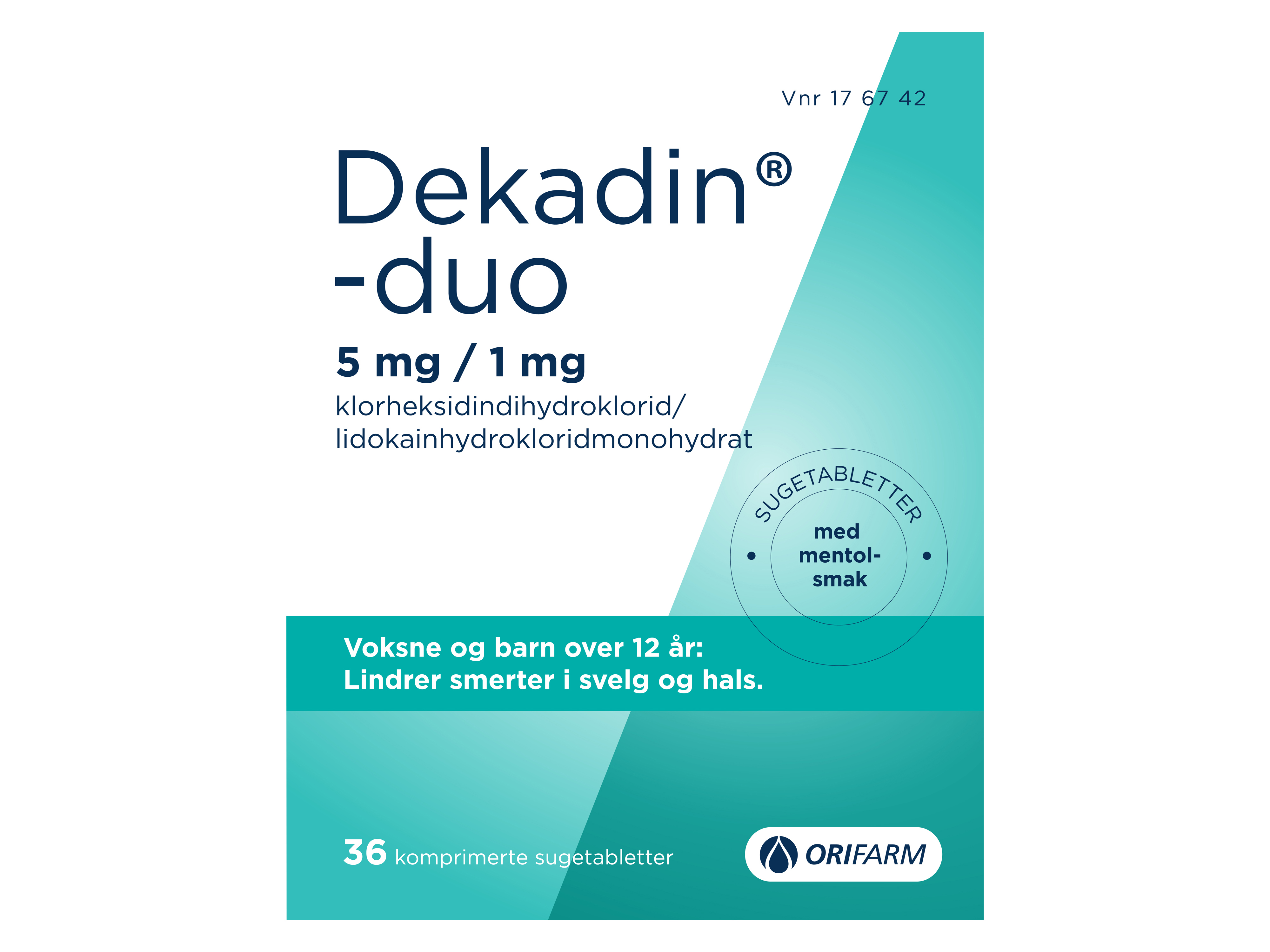 Dekadin-duo Sugetabletter 5mg/1mg mentol, 36 stk.