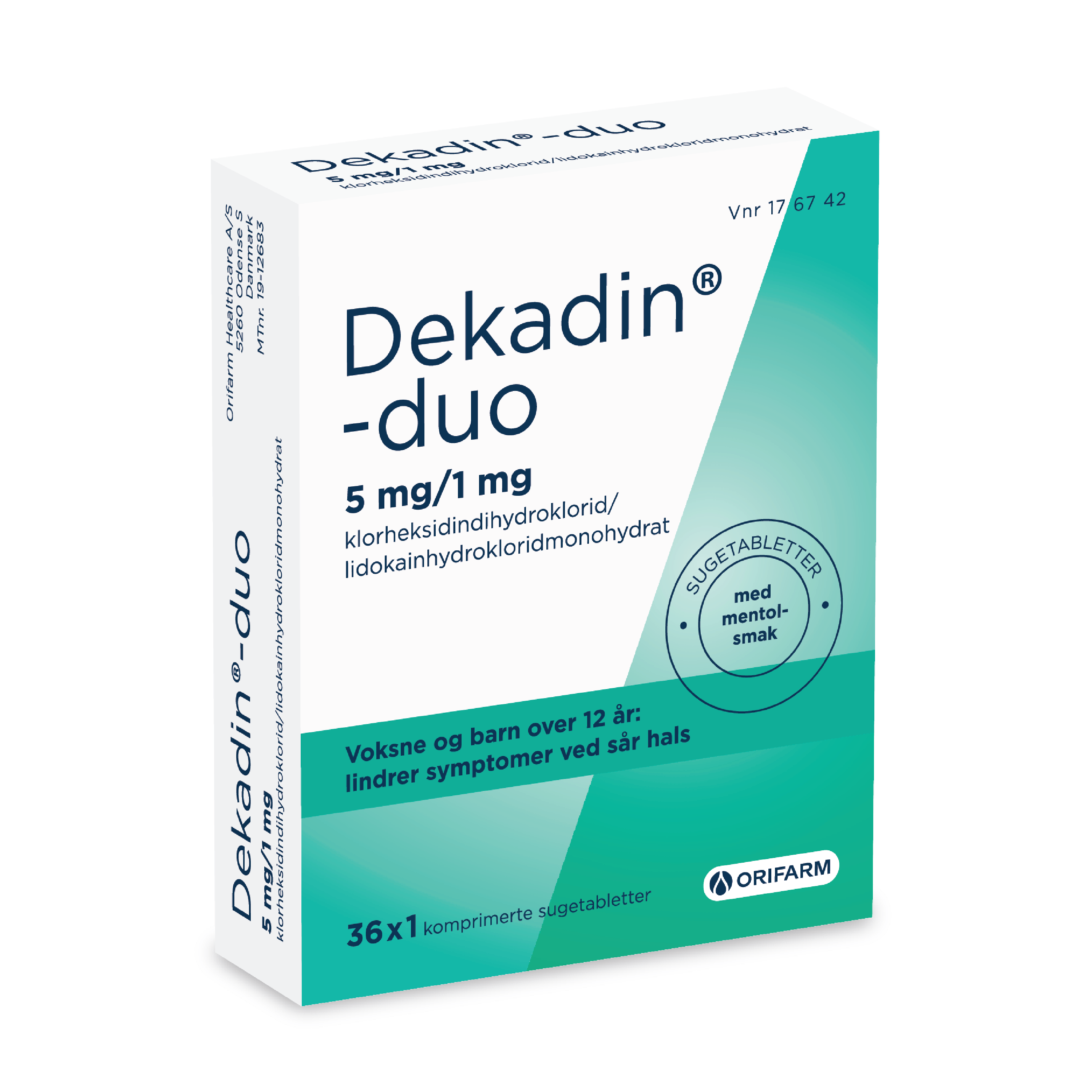 Dekadin-duo Sugetabletter 5mg/1mg mentol, 36 stk.