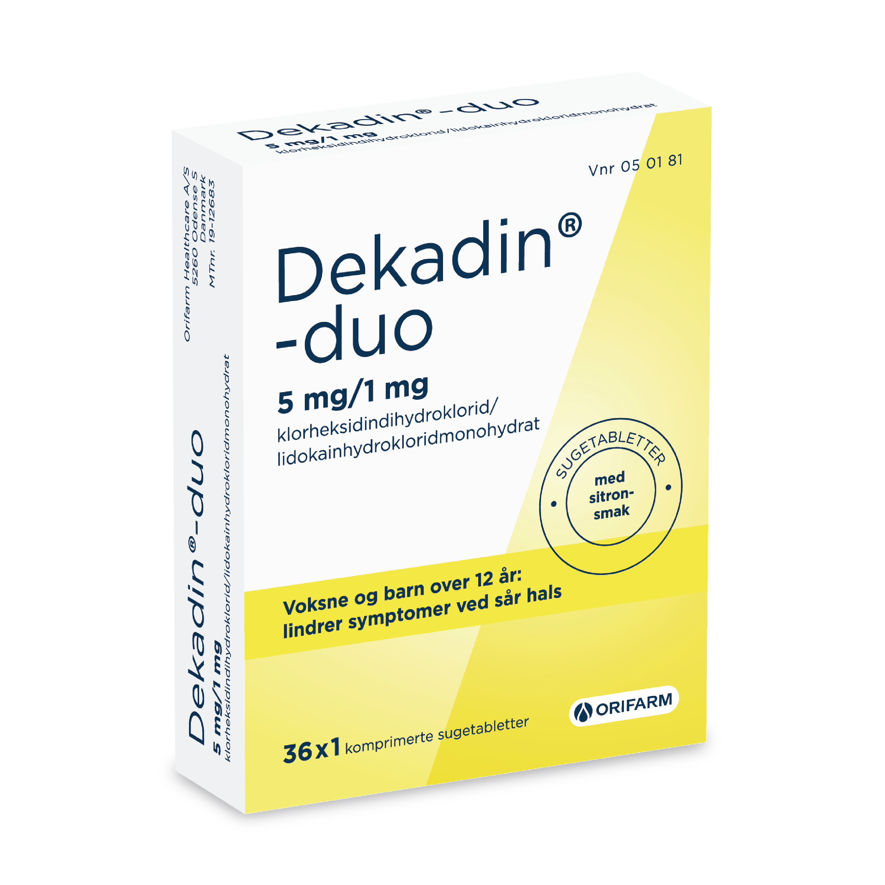 Dekadin-duo Sugetabletter 5mg/1mg sitron, 36 stk.
