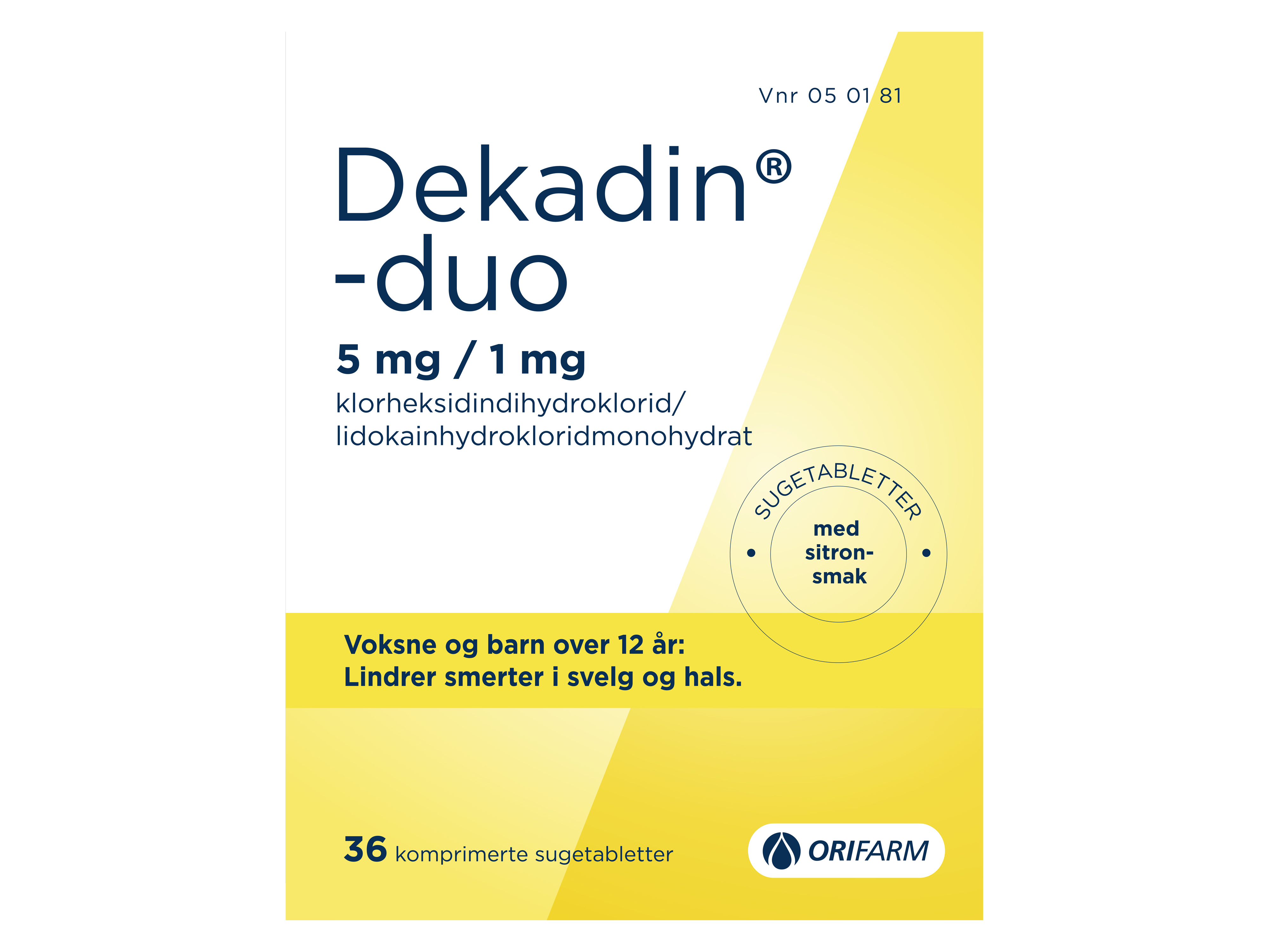 Dekadin-duo Sugetabletter 5mg/1mg sitron, 36 stk.