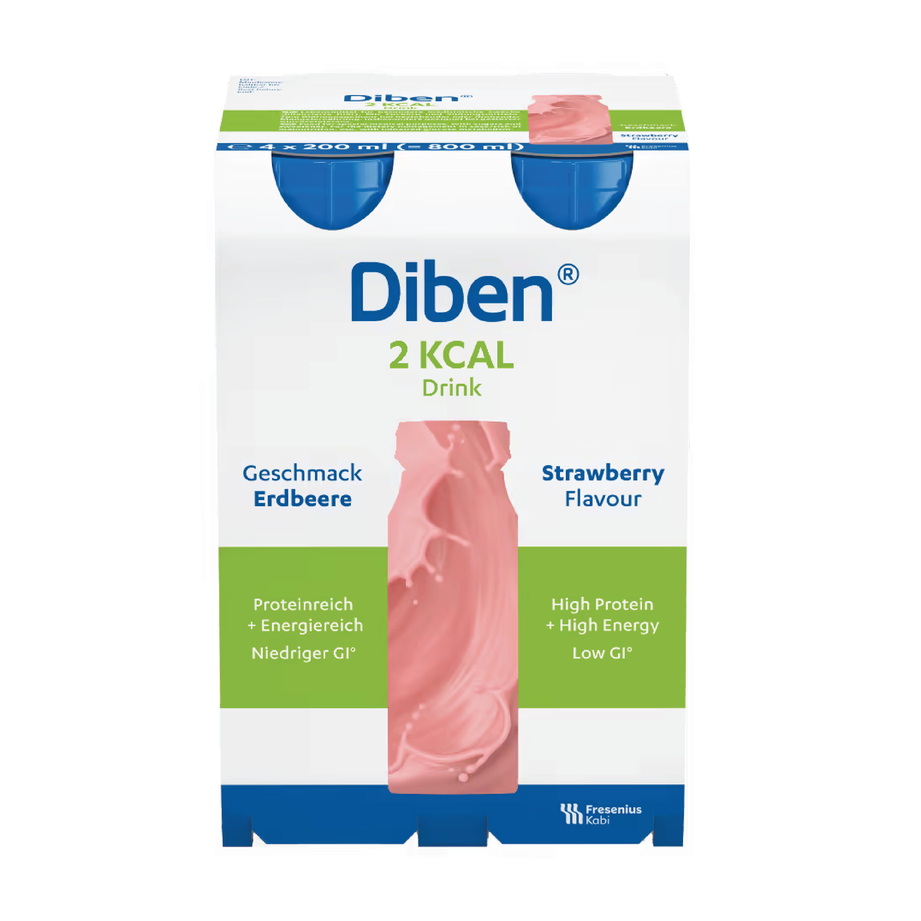 Diben 2kcal Drink næringsdrikk, Jordbær, 4x200 ml